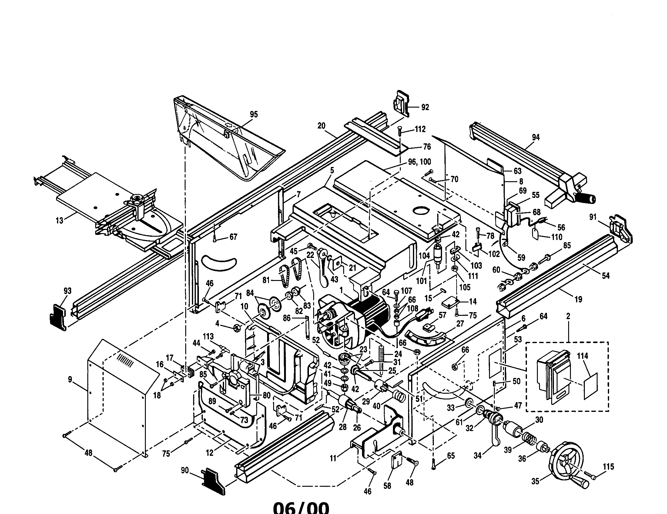 Craftsman 315228110 10 in. table saw diagram