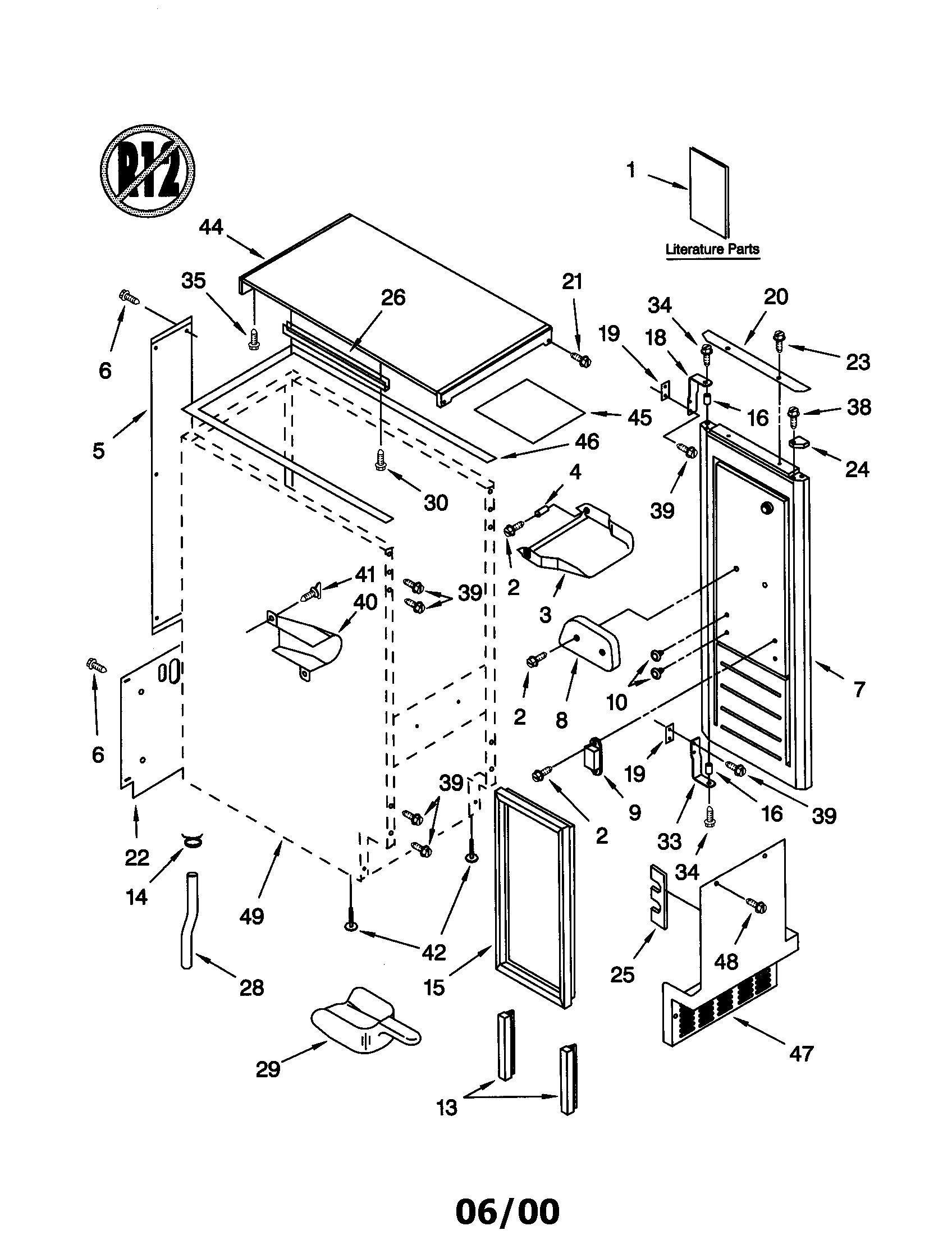 Kenmore 10689482991 cabinet liner and door diagram