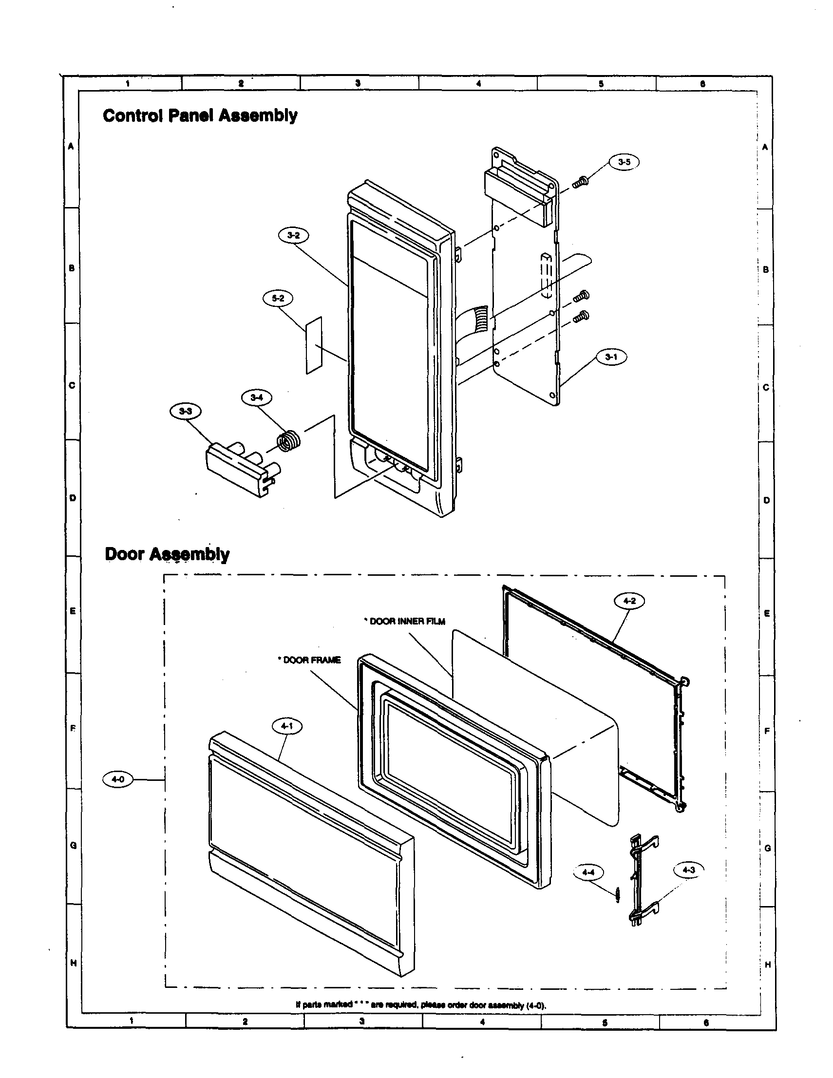 Sharp R-4X84 control panel/door diagram
