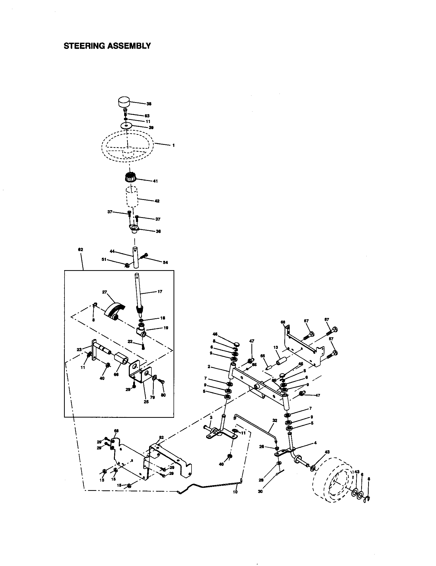 Craftsman 917271142 steering assembly diagram