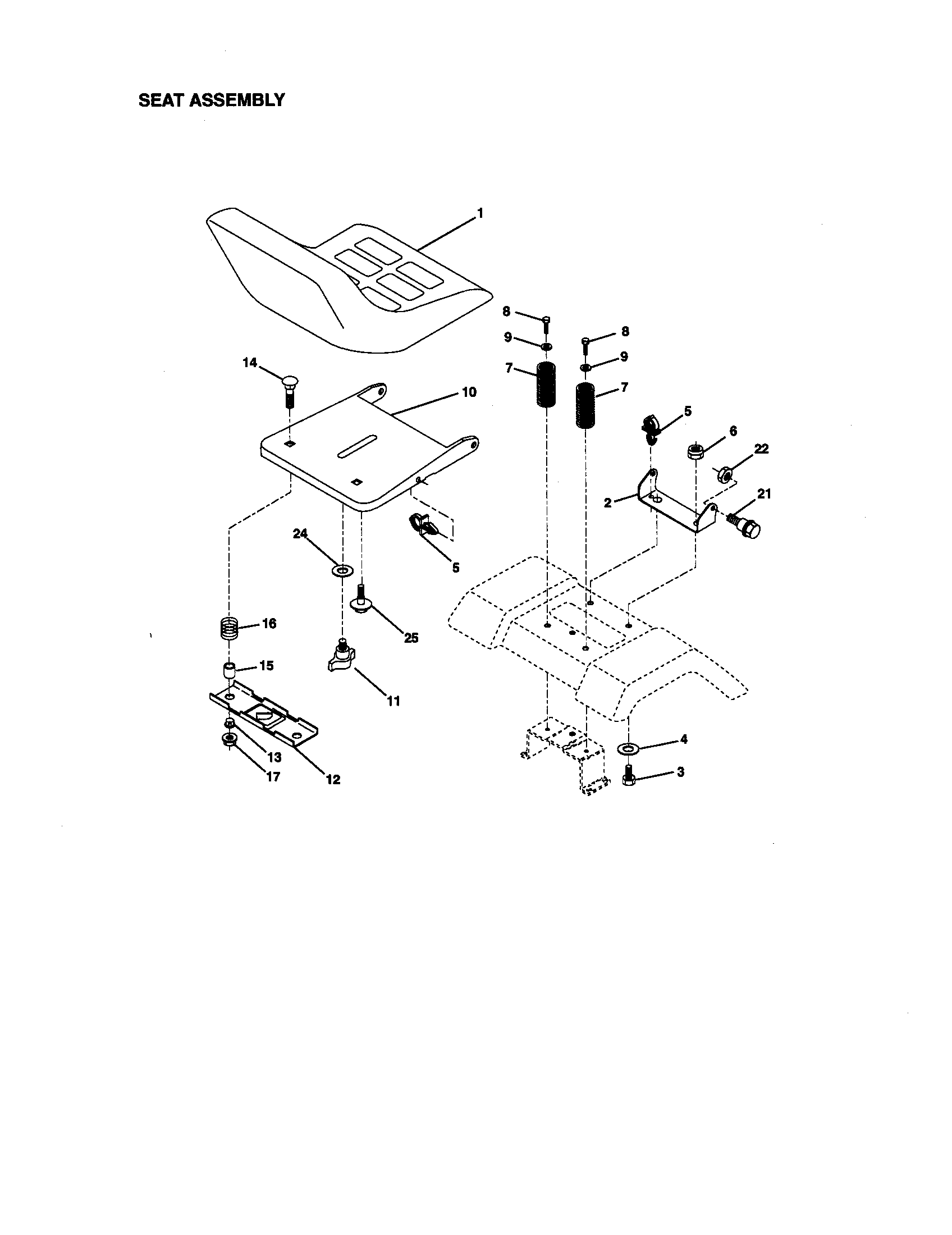 Craftsman 917271142 seat assembly diagram