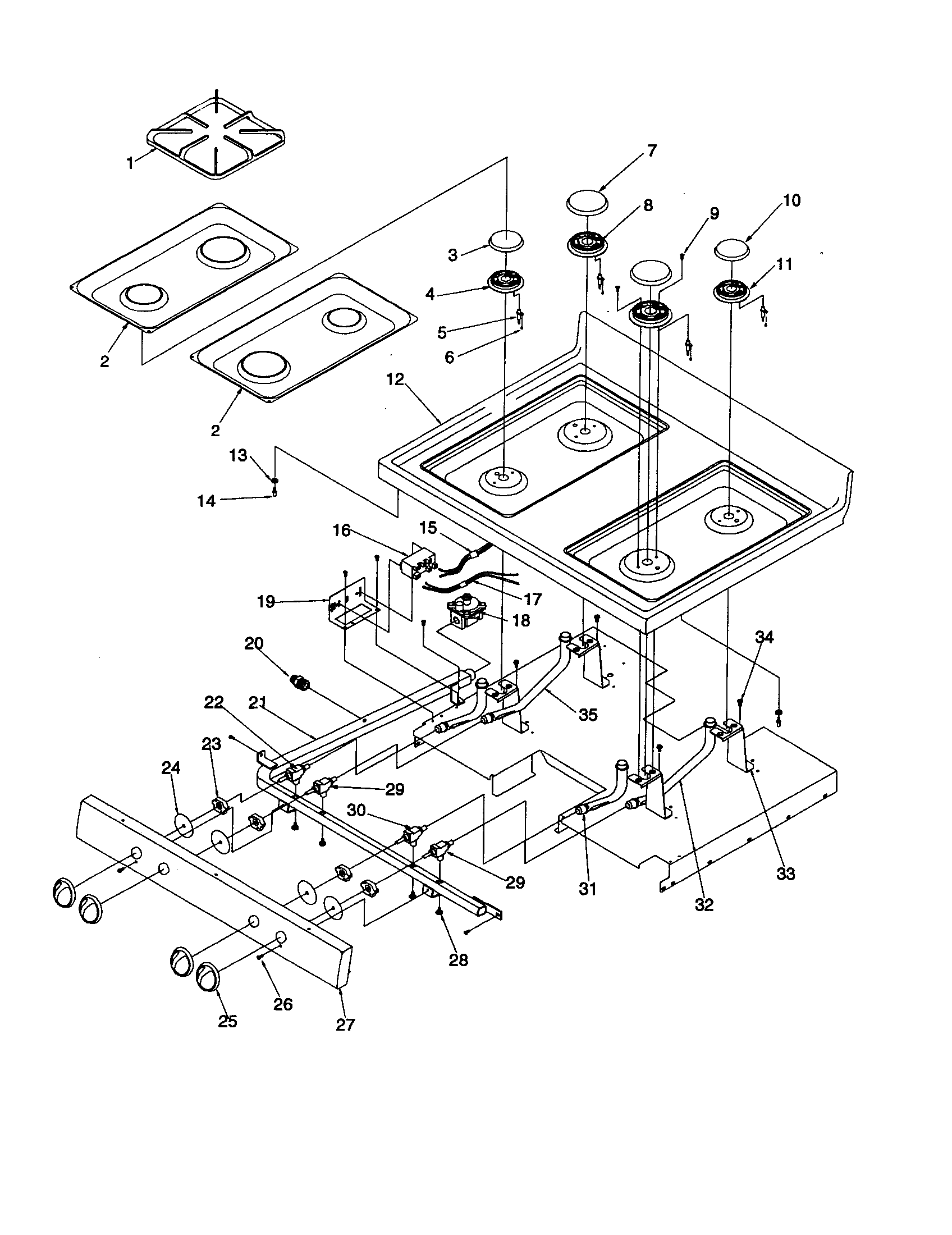Amana ARG7600LL-P1143387NLL main top diagram