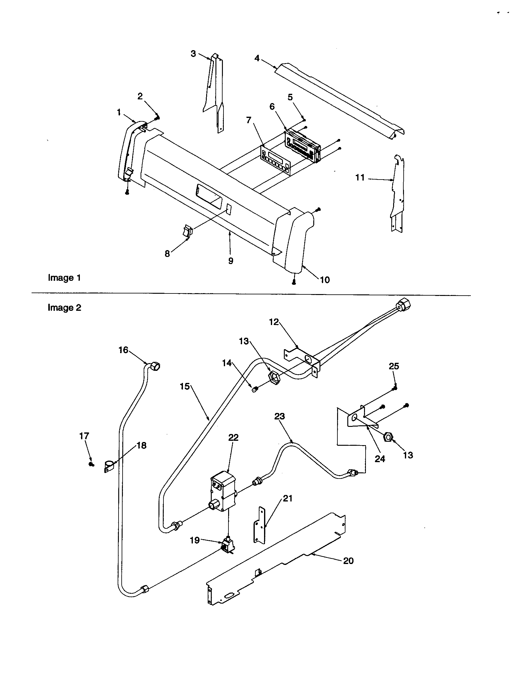 Amana ARG7600LL-P1143387NLL backguard and gas supply diagram