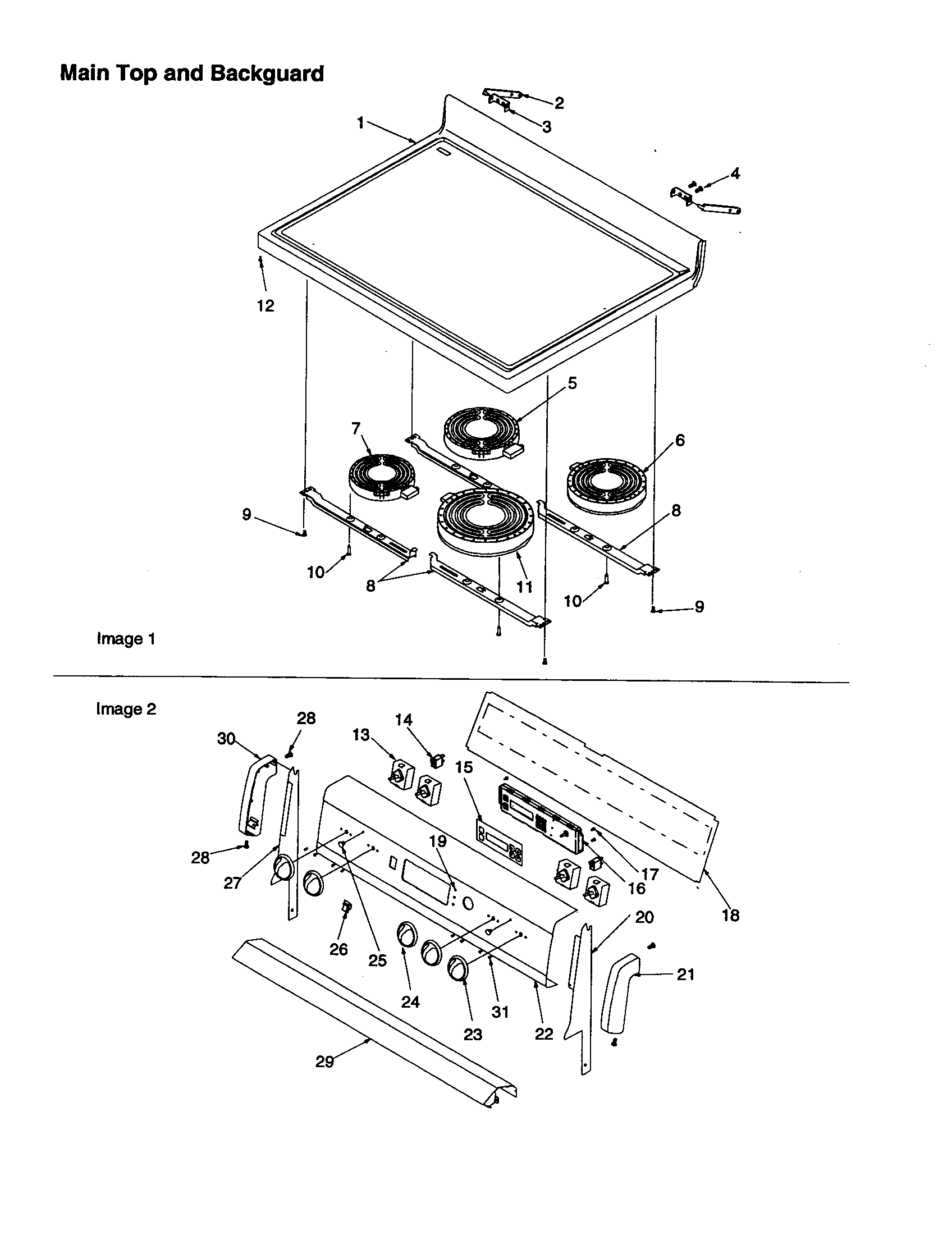 Amana ART6121WW-P1143812NWW maintop and backguard diagram