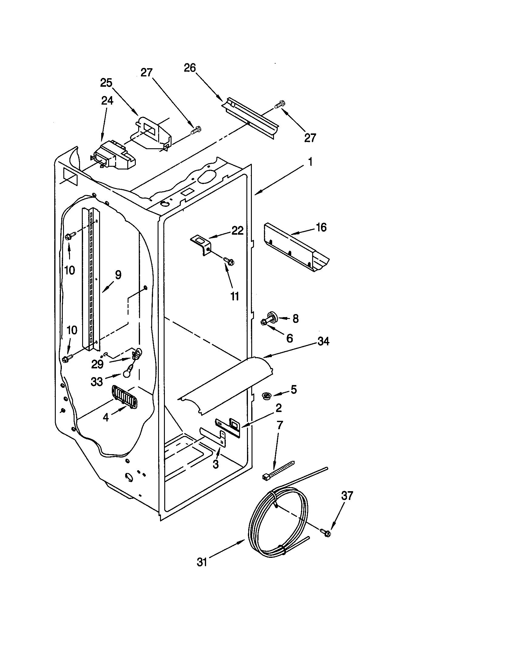 Whirlpool ED25QFXHN01 refrigerator liner diagram