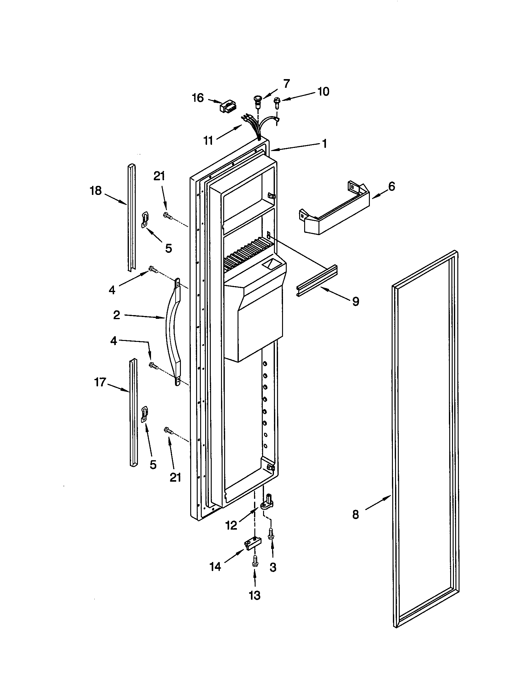 Whirlpool ED25QFXHN01 freezer door diagram