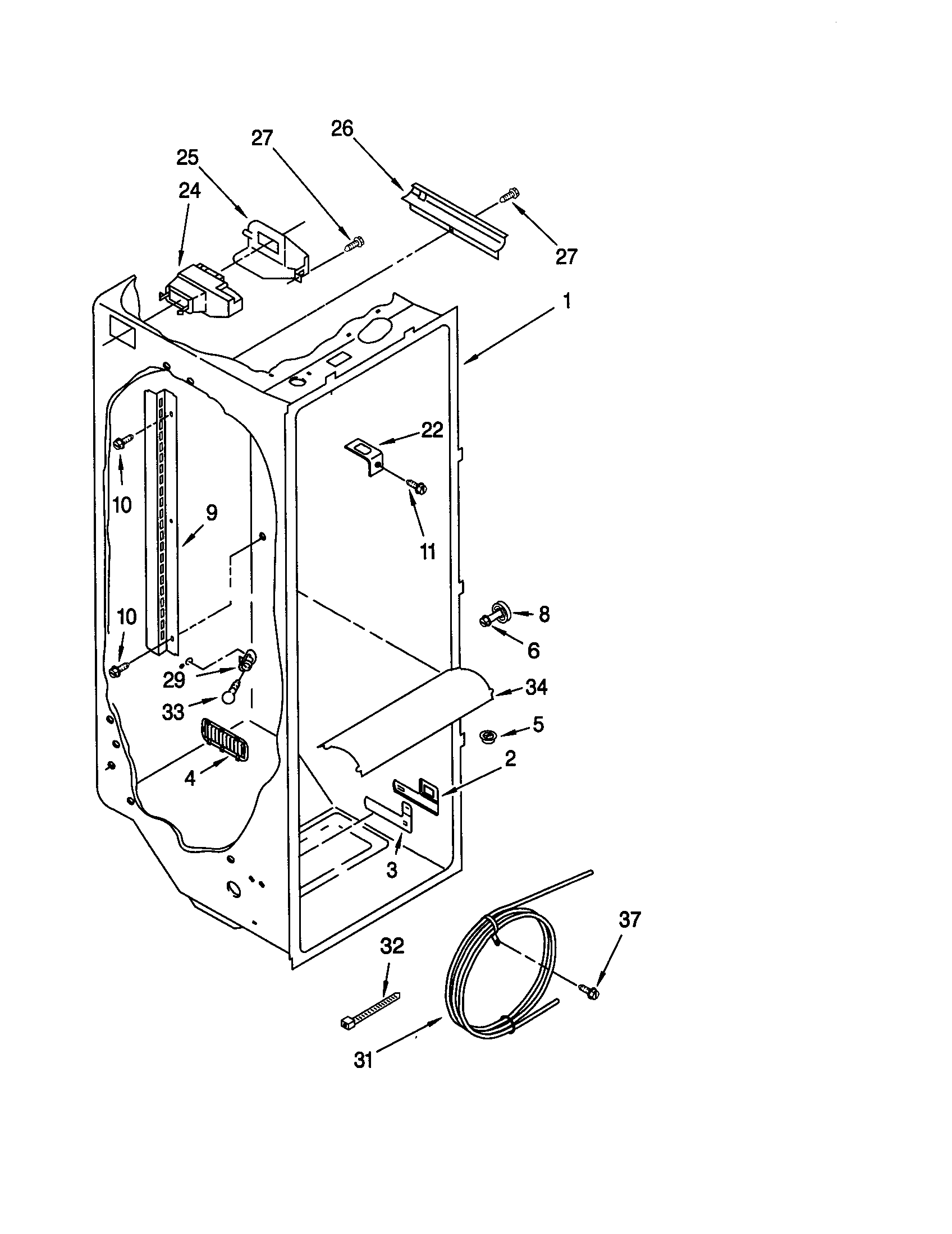 Whirlpool ED25CQXHB01 refrigerator liner diagram