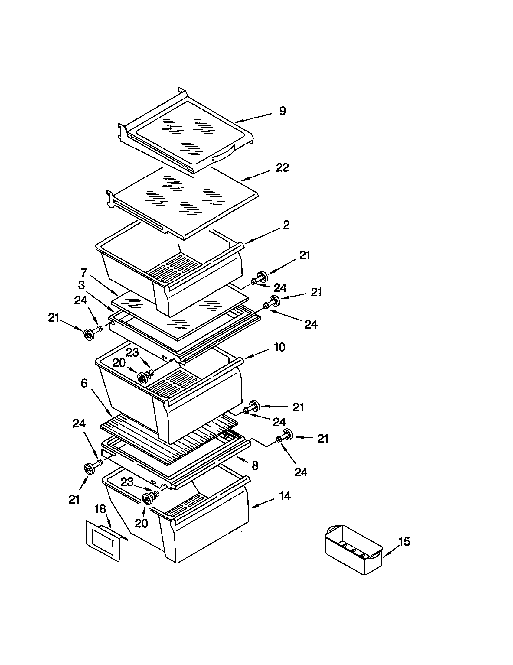 Whirlpool ED25CQXHB01 refrigerator shelf diagram