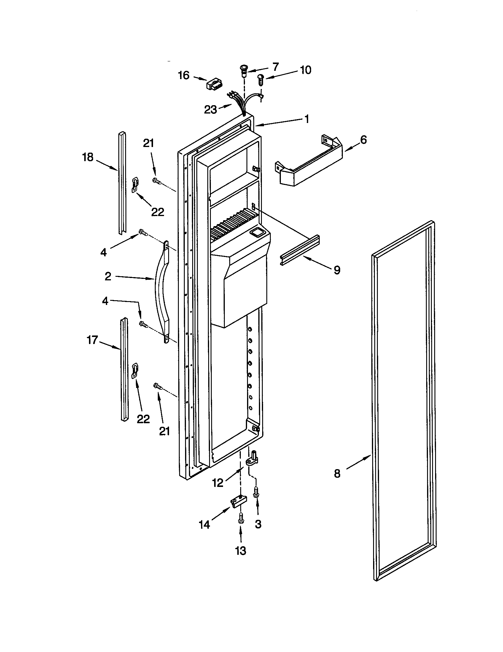 Whirlpool ED25CQXHB01 freezer door diagram