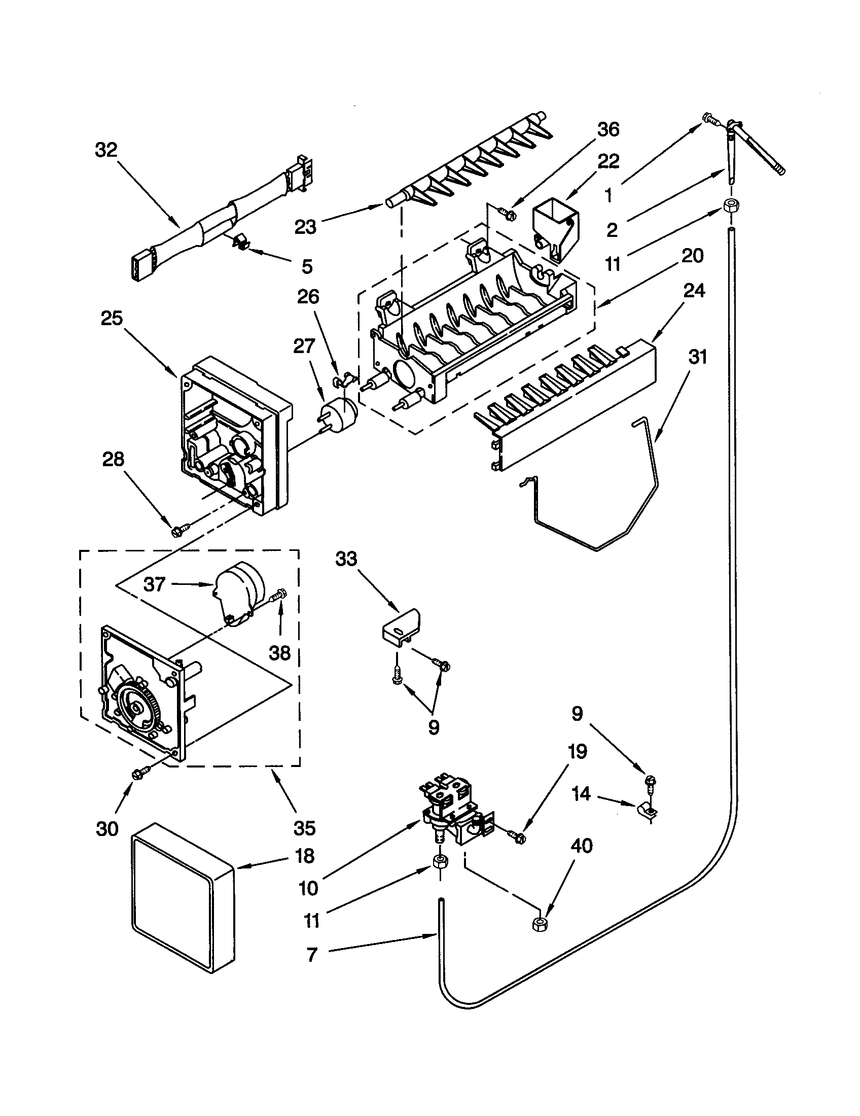 Whirlpool ED25CQXHB01 icemaker diagram