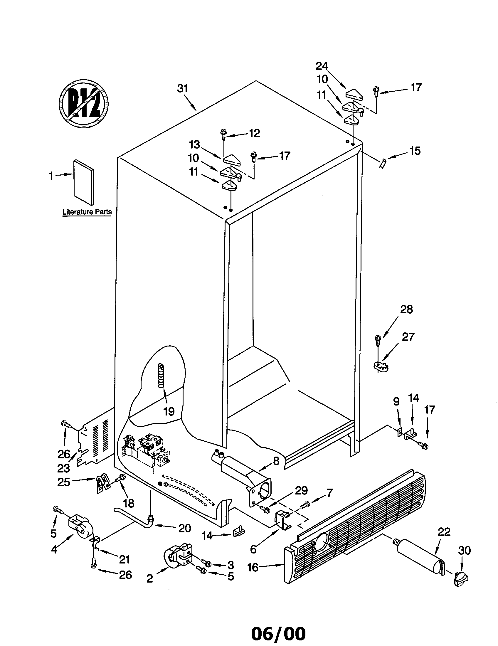 Whirlpool ED22RFXFN01 cabinet diagram