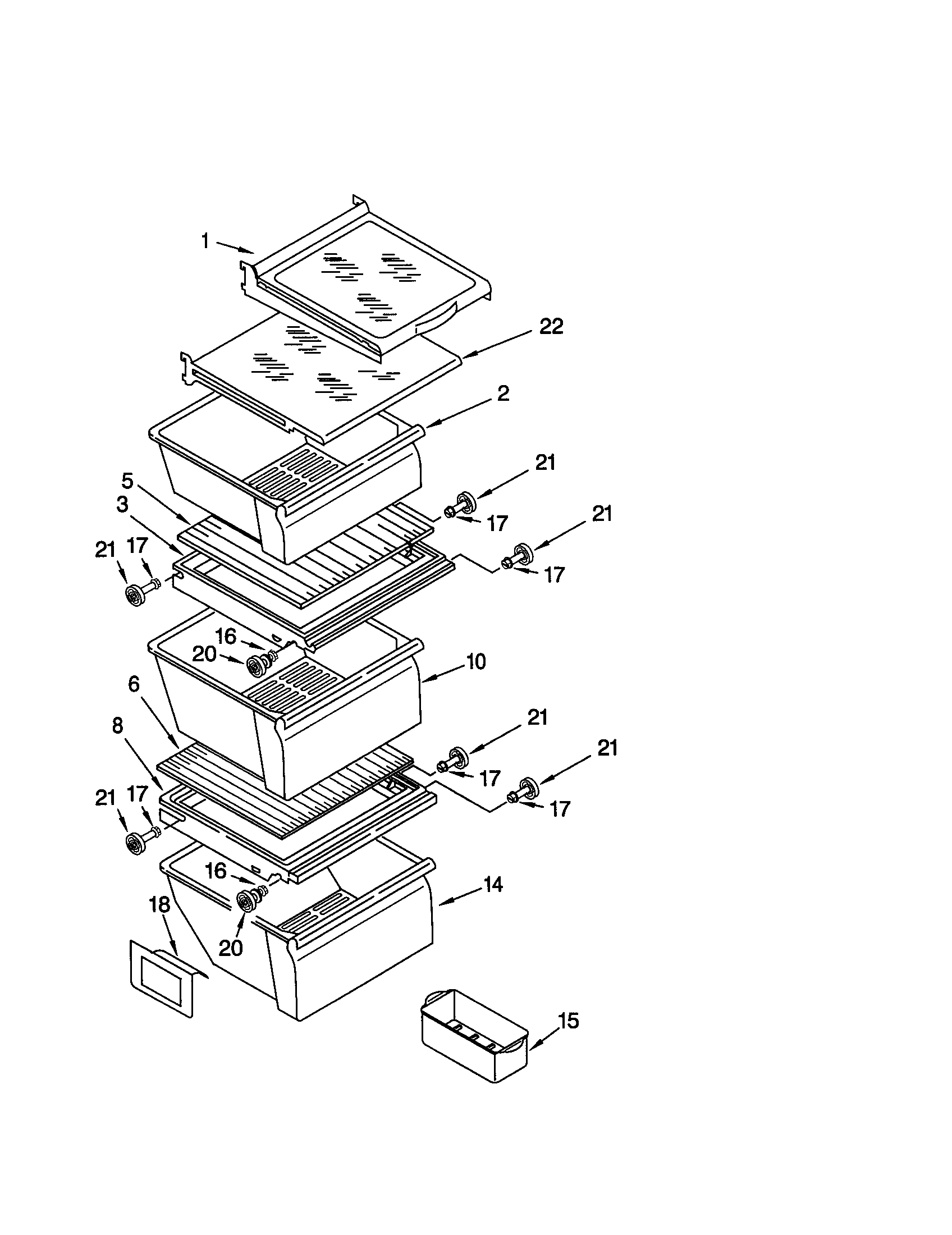 Whirlpool ED22RFXFN01 refrigerator shelf diagram