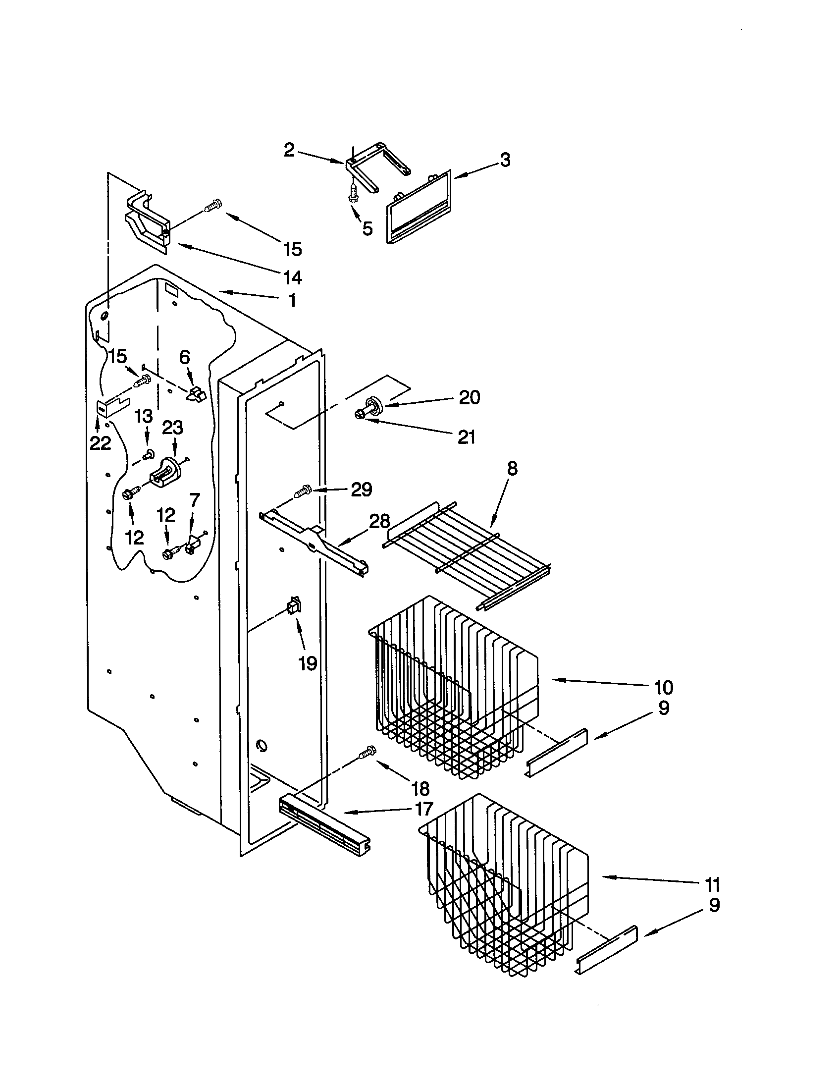 Whirlpool ED22RFXFN01 freezer liner diagram
