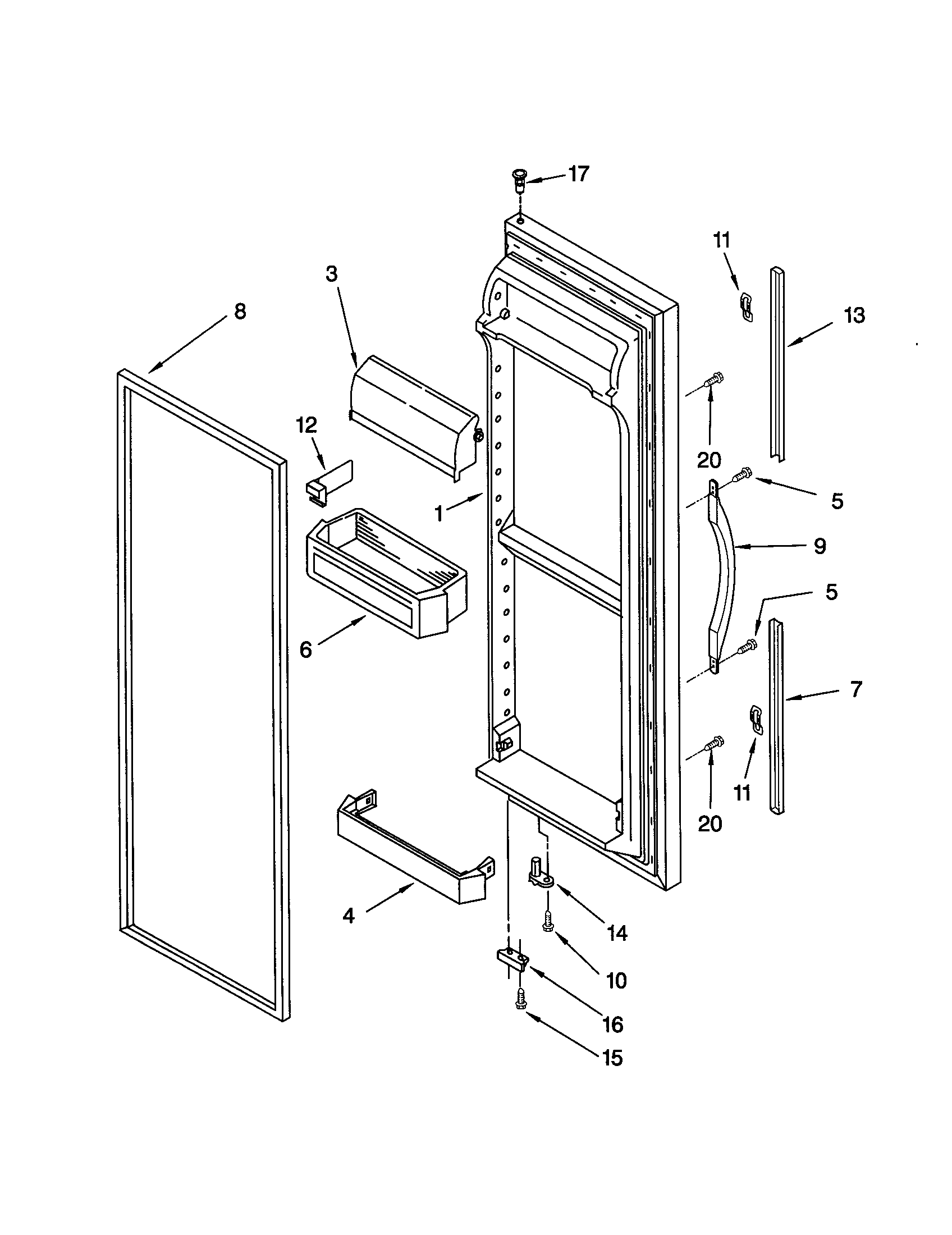 Whirlpool ED22RFXFN01 refrigerator door diagram