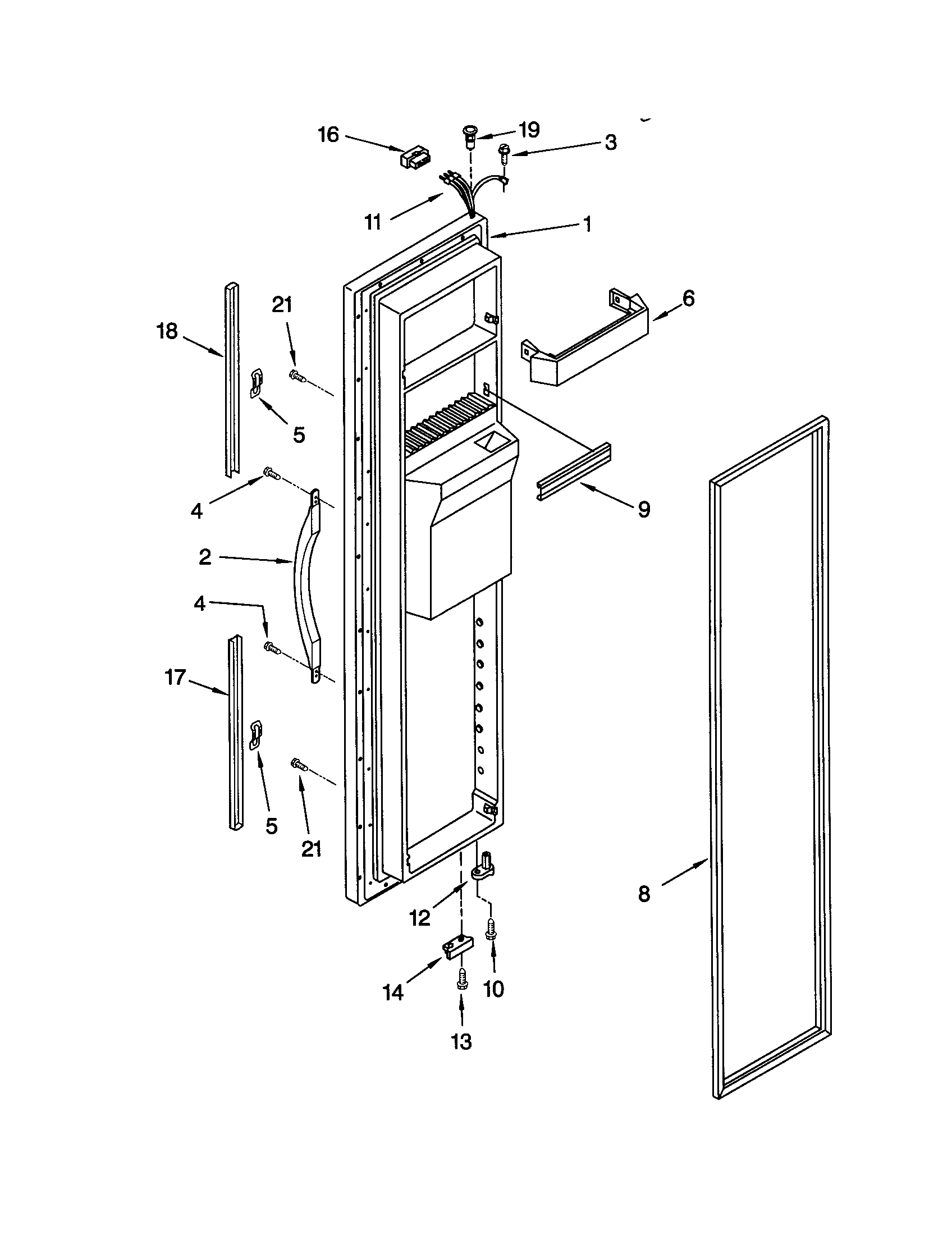 Whirlpool ED22RFXFN01 freezer door diagram