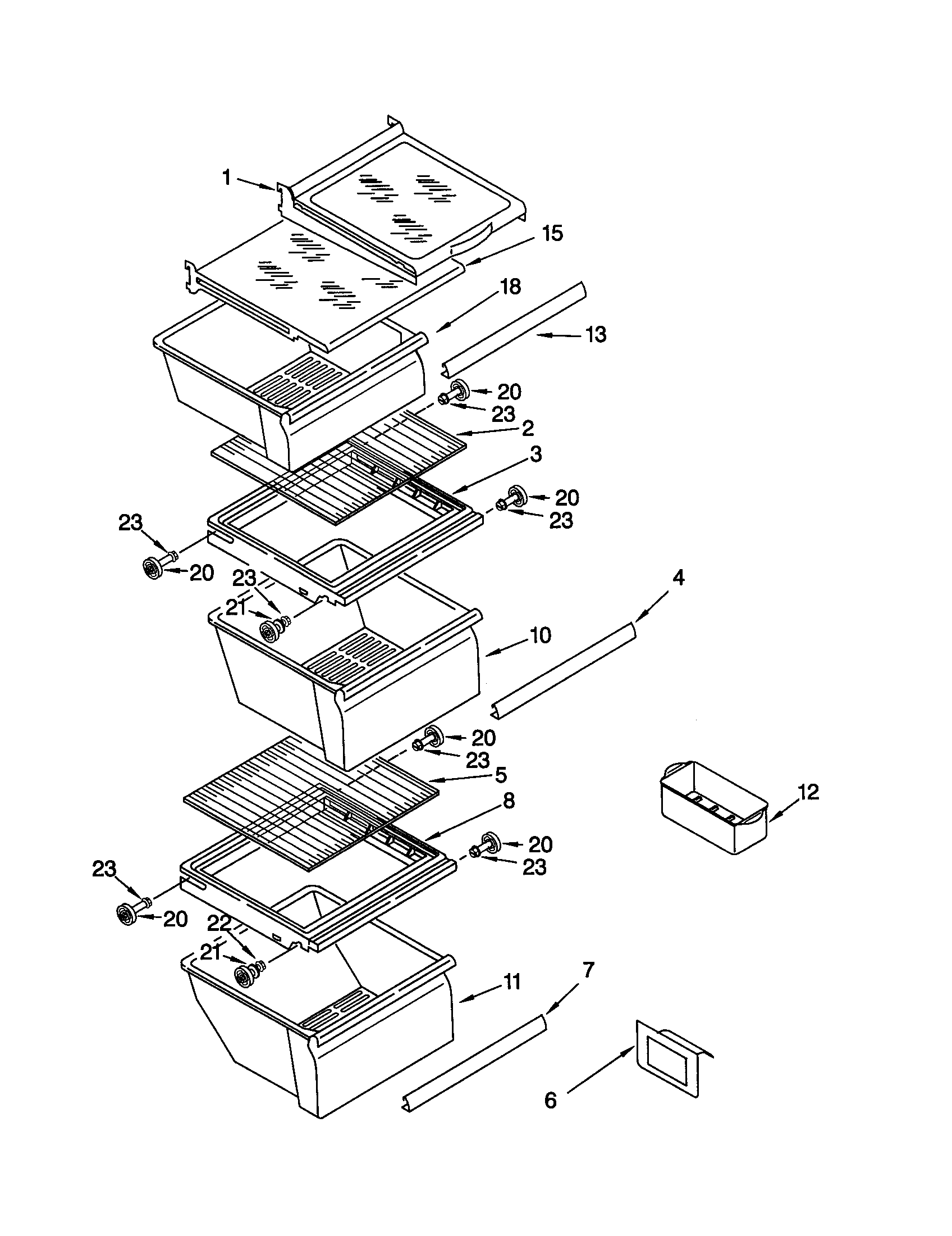 Whirlpool ED25PEXHW00 refrigerator shelf diagram