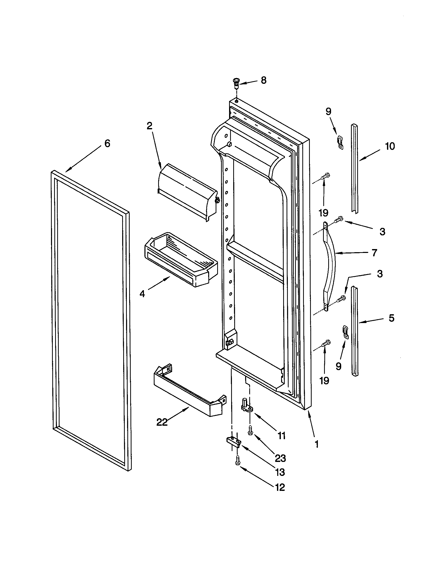 Whirlpool ED25PEXHW00 refrigerator door diagram