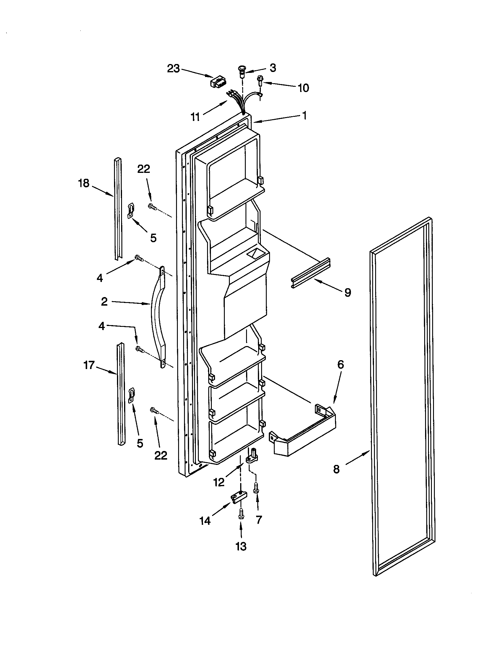 Whirlpool ED25PEXHW00 freezer door diagram