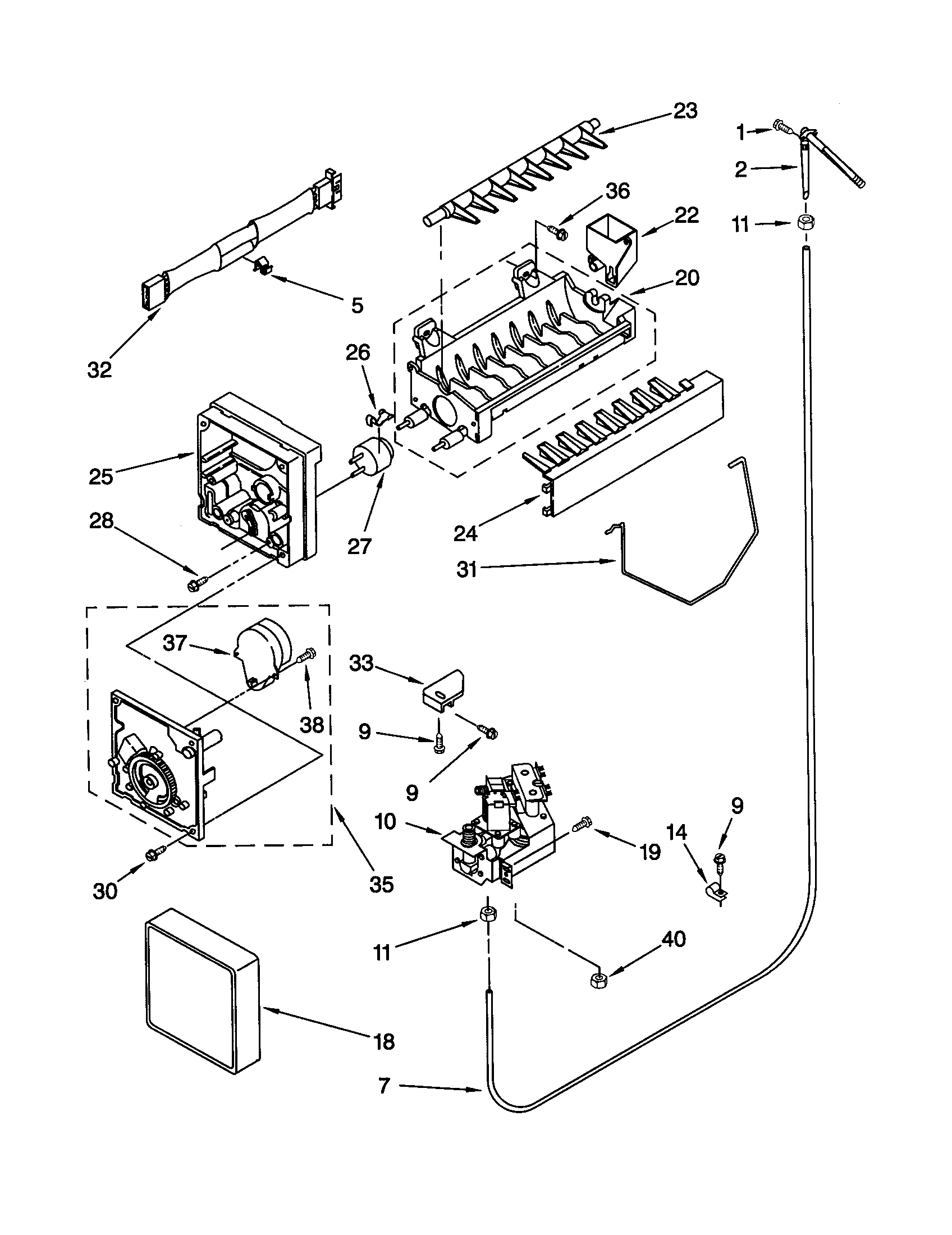 Whirlpool ED25PEXHW00 icemaker diagram
