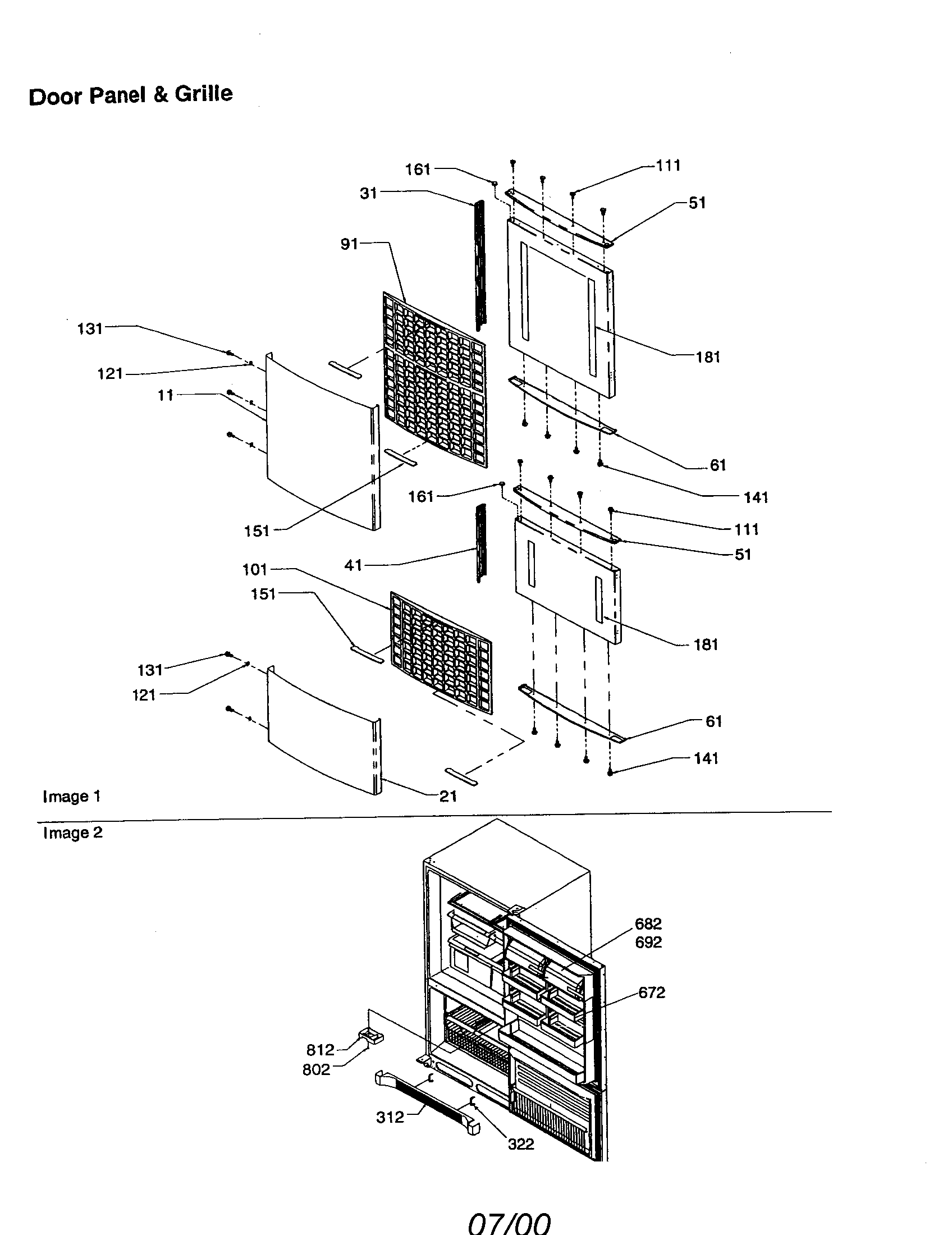Kenmore 59670003002 door panel and grille diagram