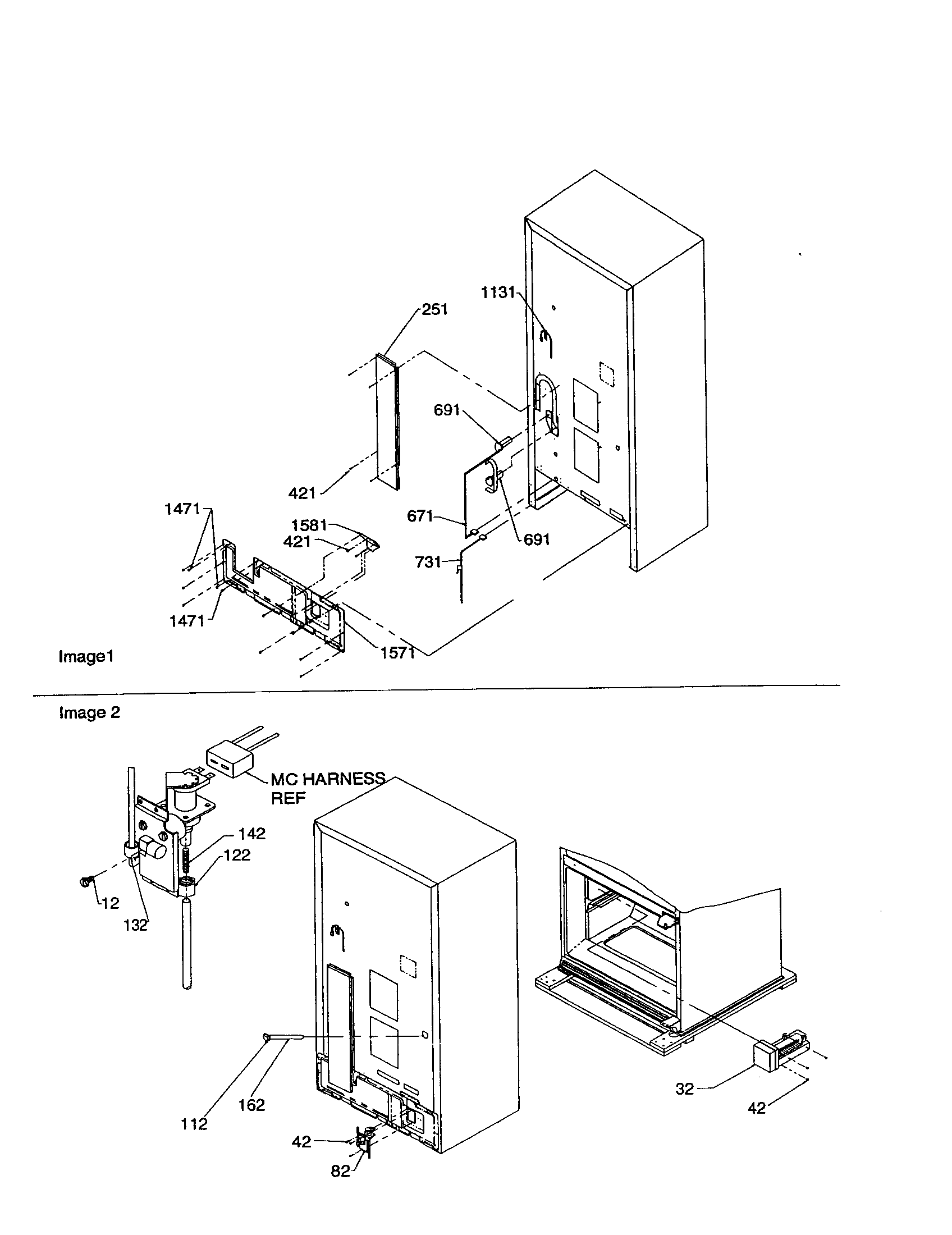 Kenmore 59670003002 cabinet back/water valve assembly diagram