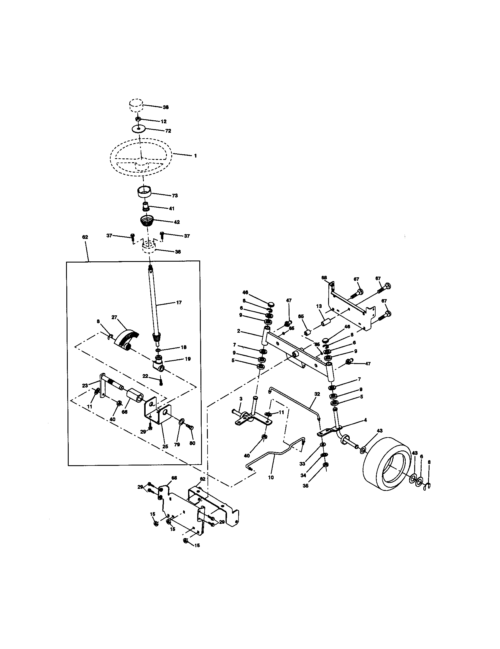 Craftsman 917272220 steering assembly diagram