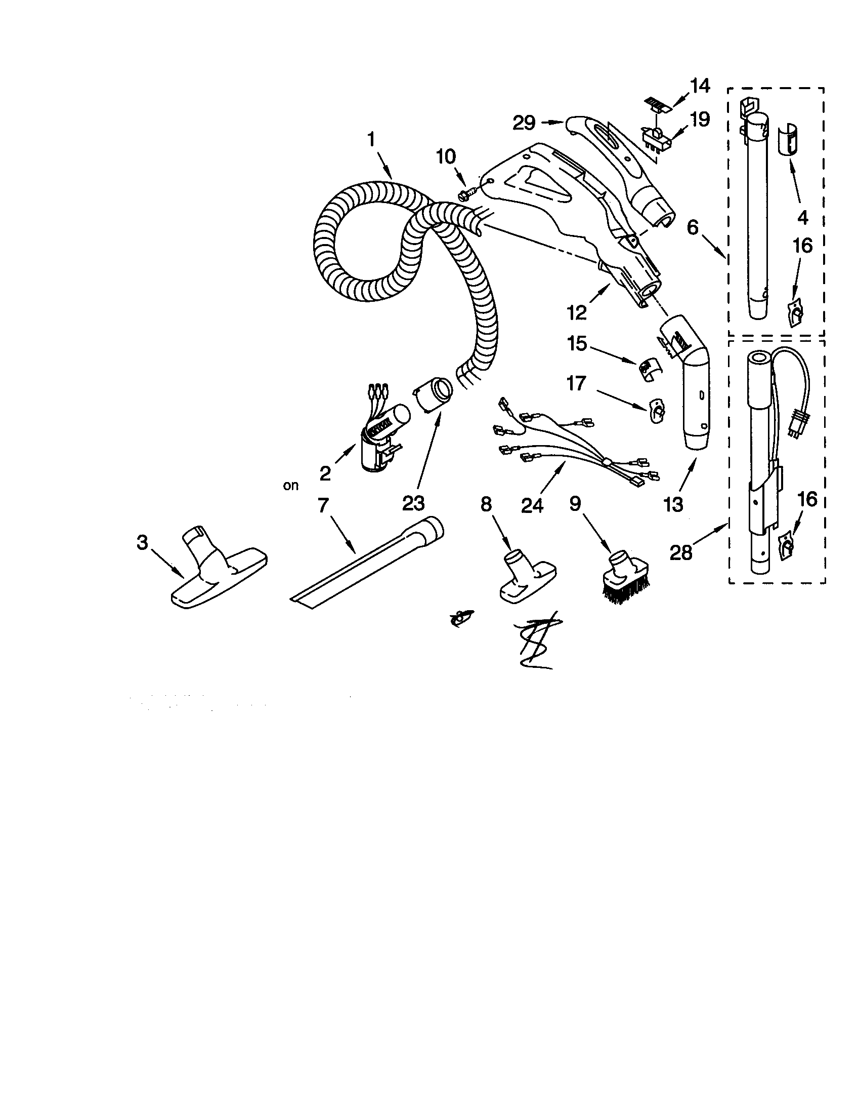 Kenmore 11620612003 hose and attachments diagram