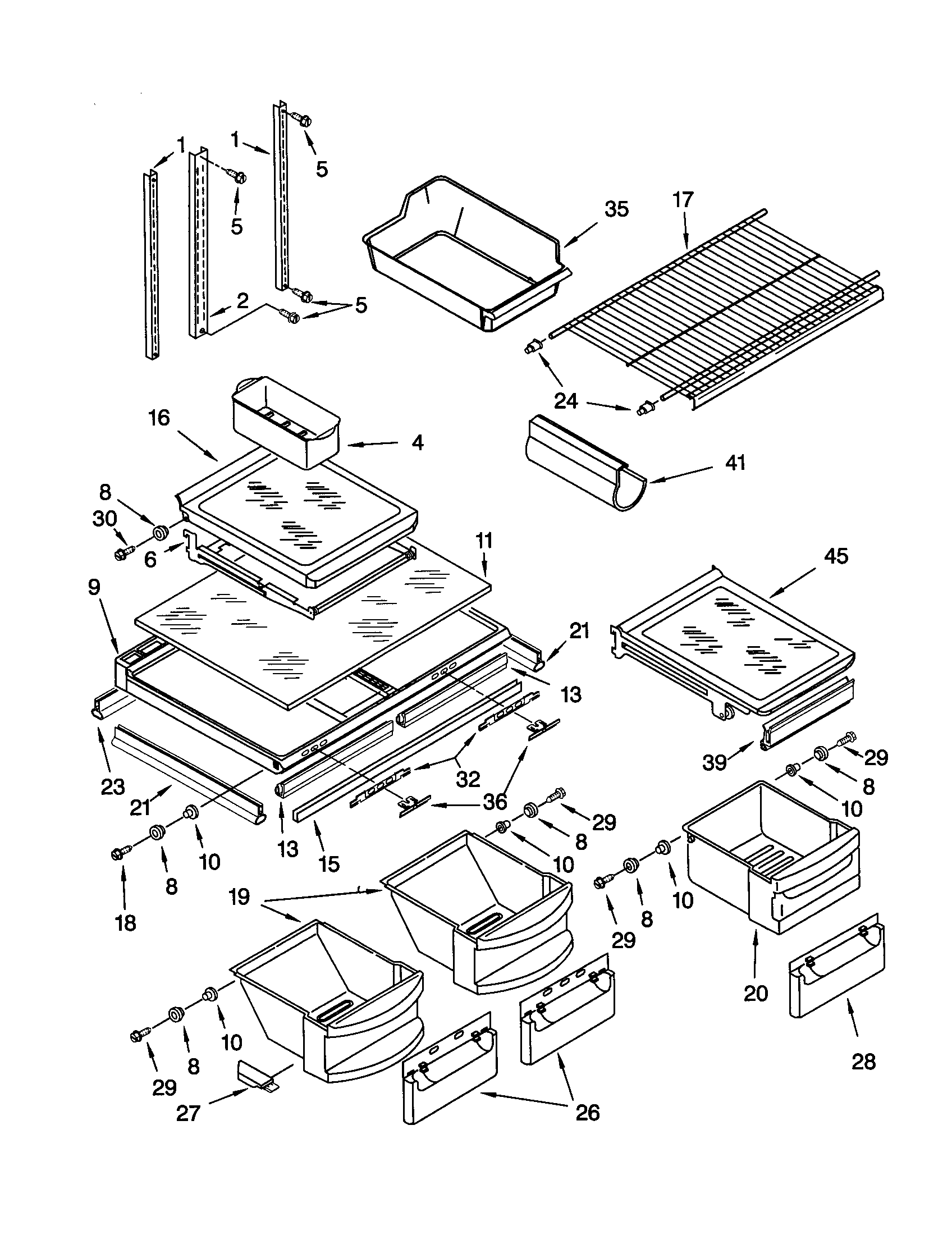 KitchenAid KTRS21MJBT00 shelf diagram
