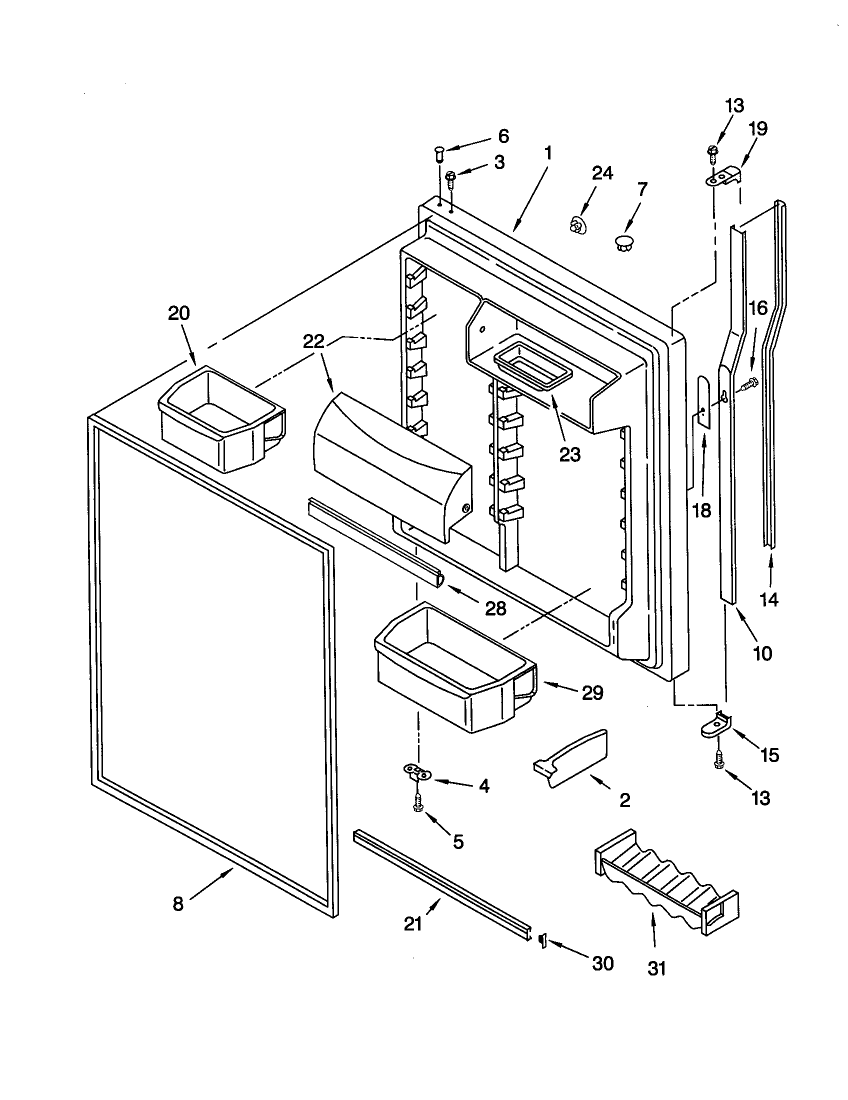 KitchenAid KTRS21MJBT00 refrigerator door diagram