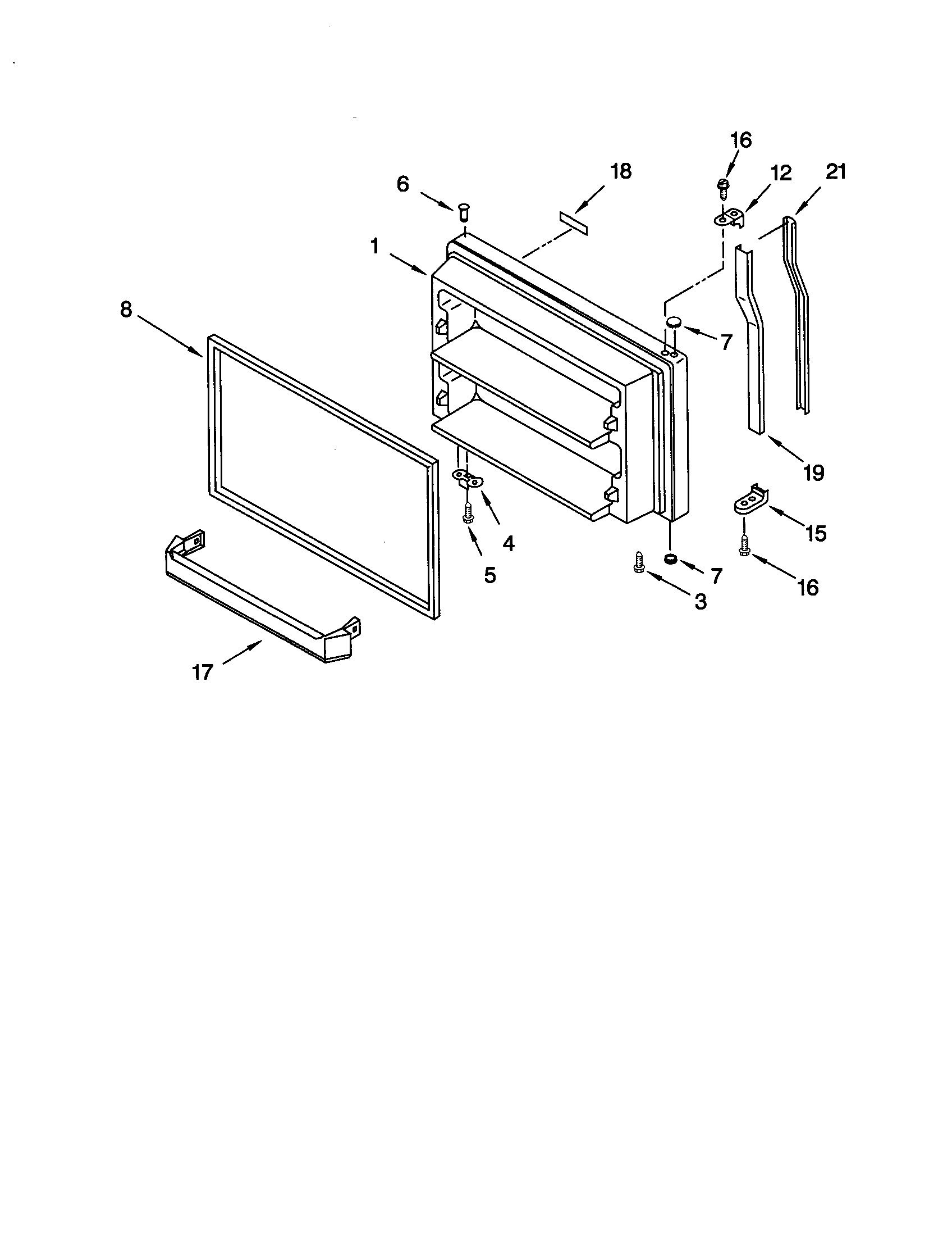 KitchenAid KTRS21MJBT00 freezer door diagram