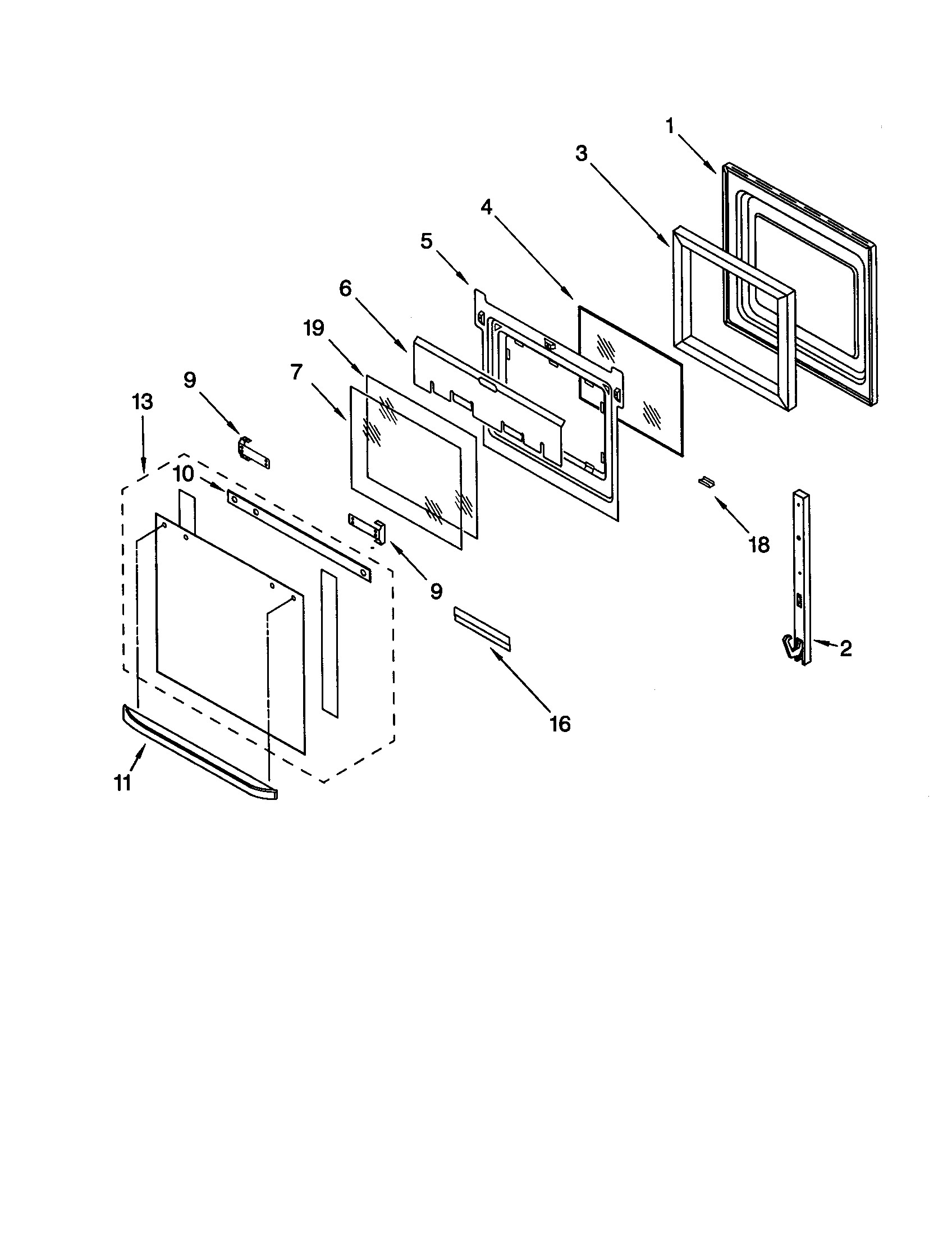 KitchenAid KEBC177HBT0 oven door diagram