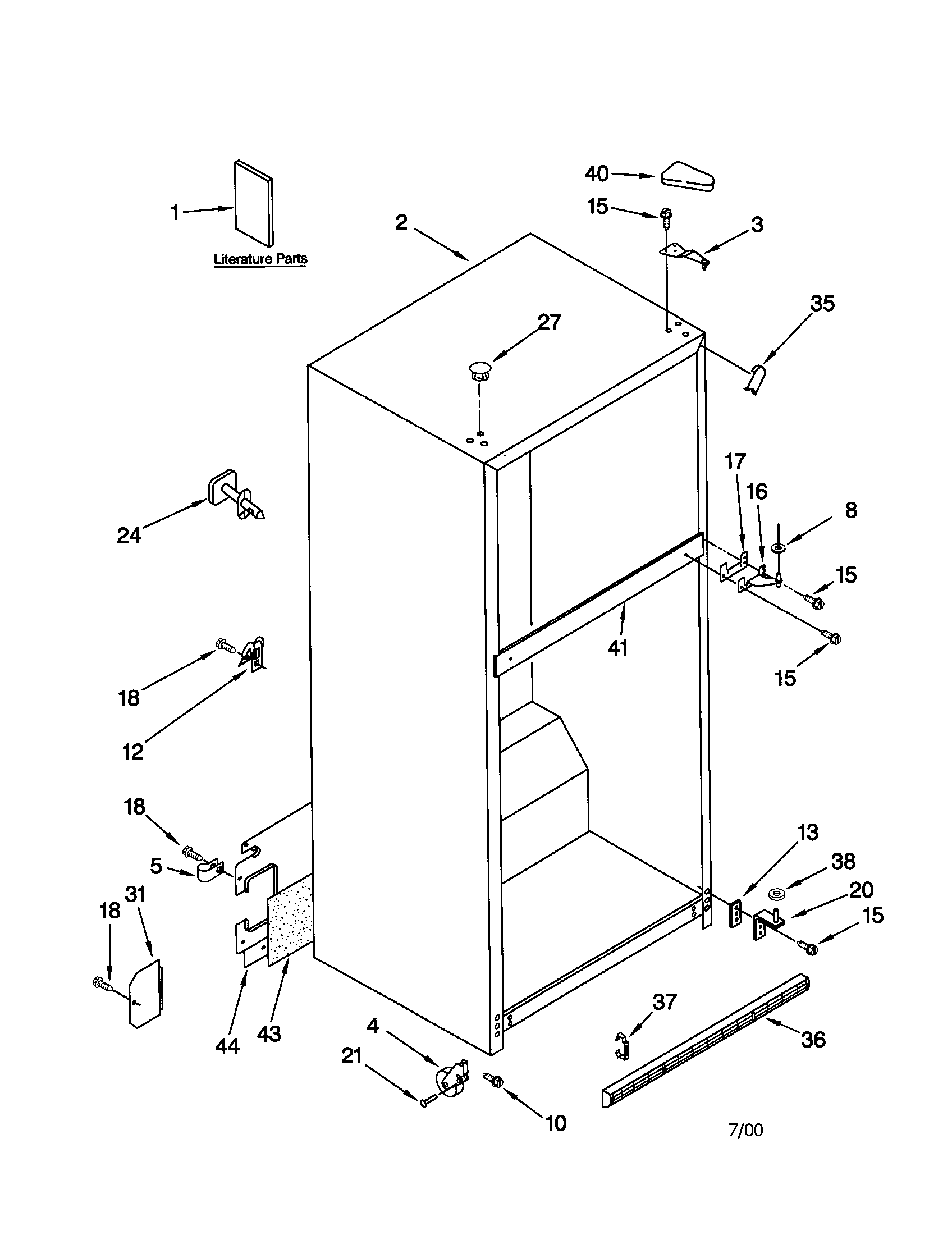 Kenmore 10670289990 cabinet diagram