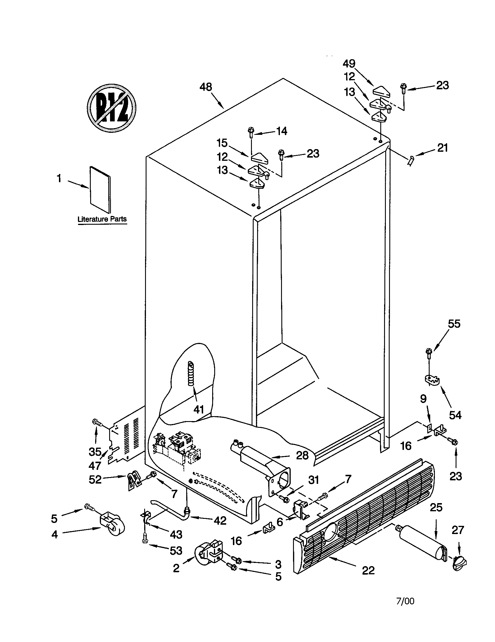 KitchenAid KSRW25FHWH01 cabinet diagram
