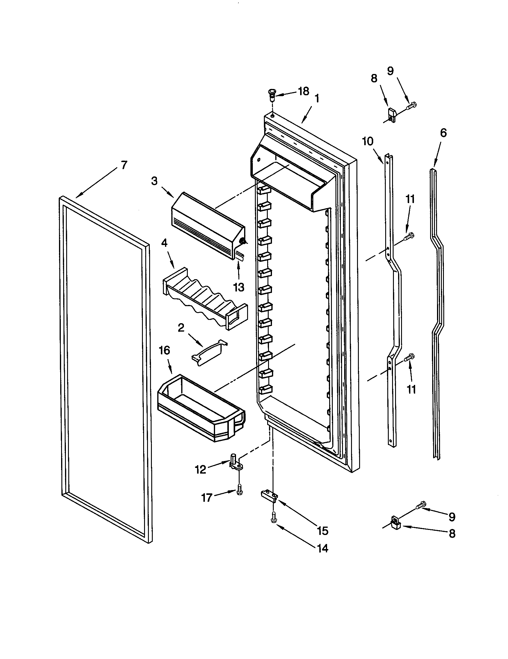 KitchenAid KSRW25FHWH01 refrigerator door diagram