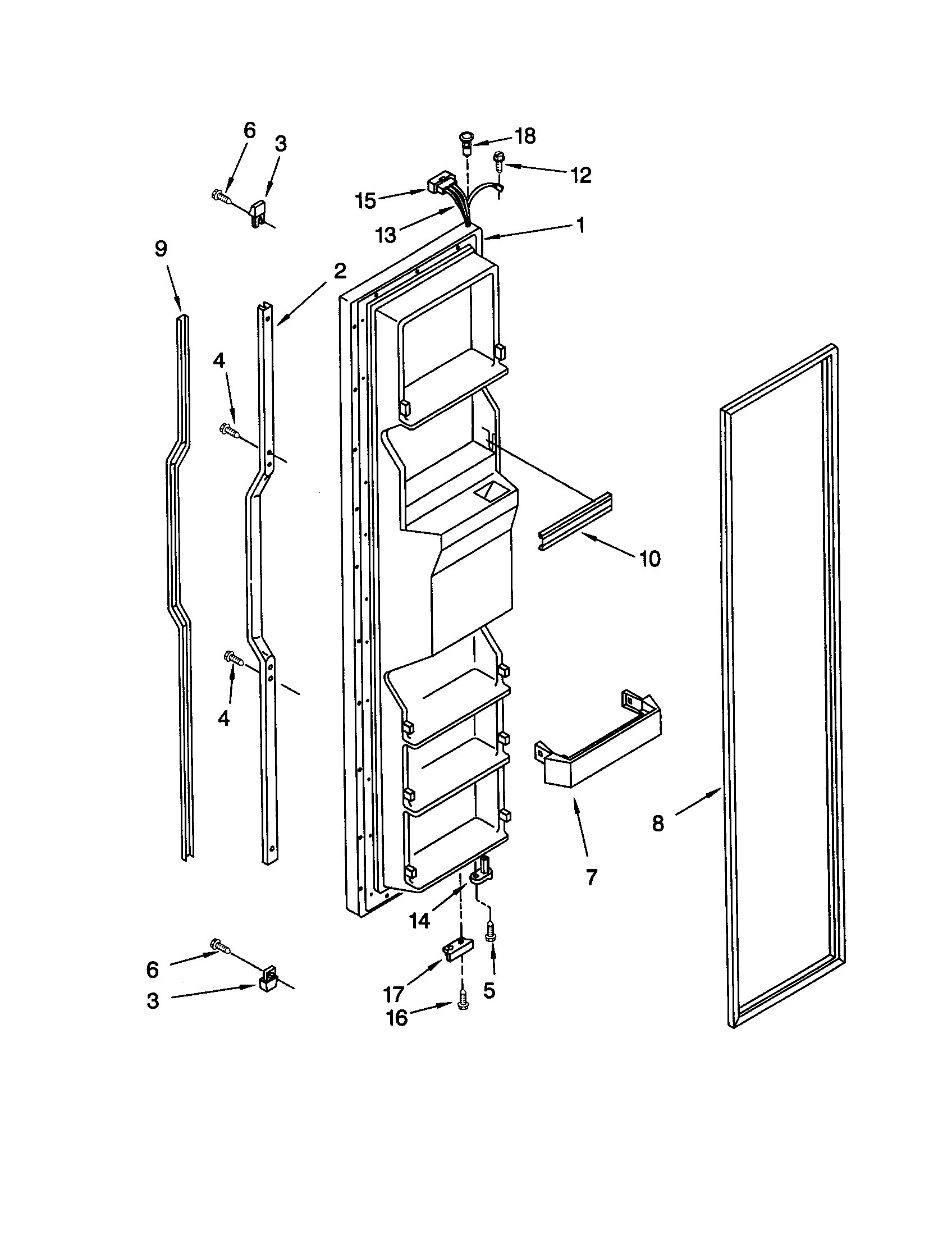 KitchenAid KSRW25FHWH01 freezer door diagram