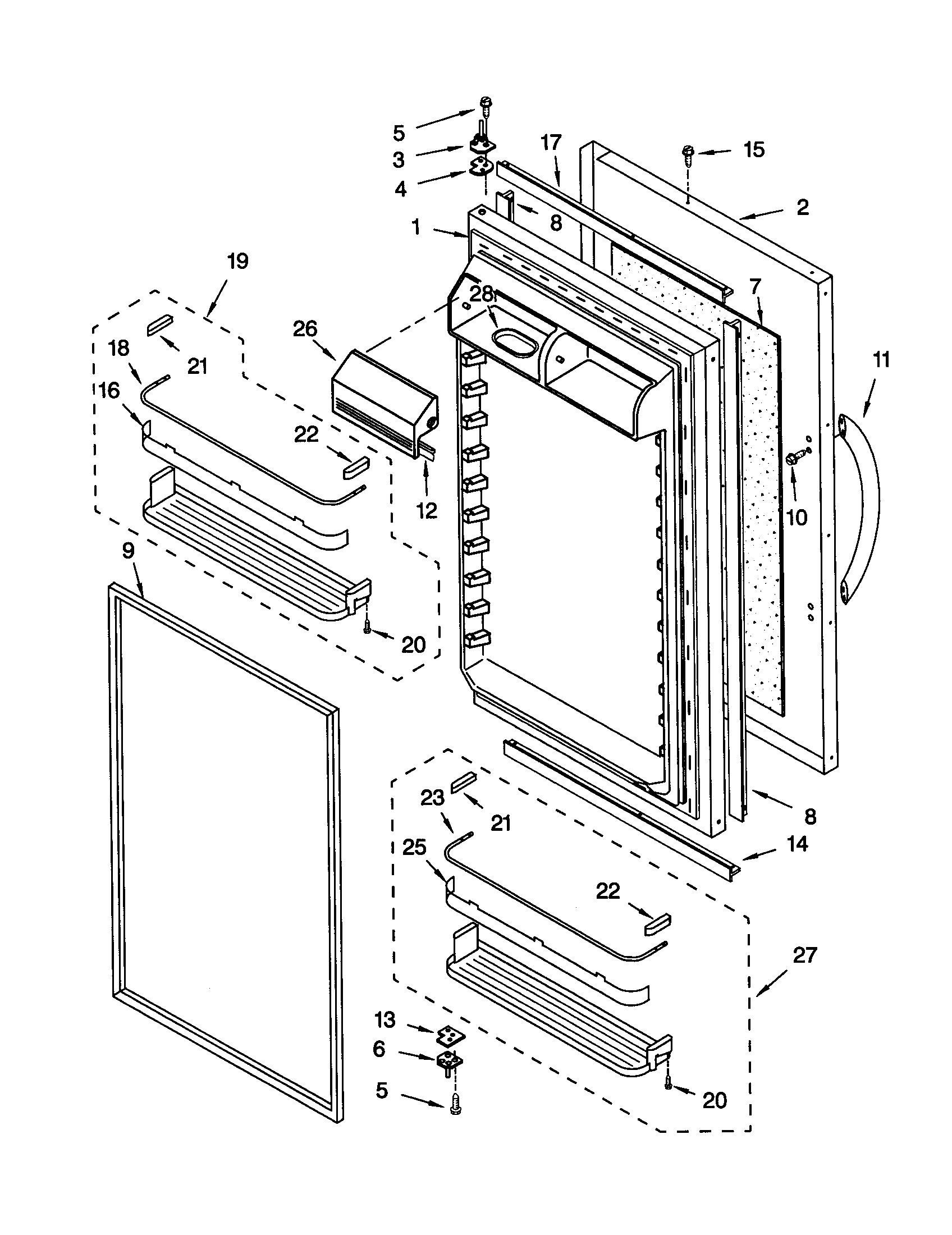 KitchenAid KBRC36MHS01 refrigerator door diagram