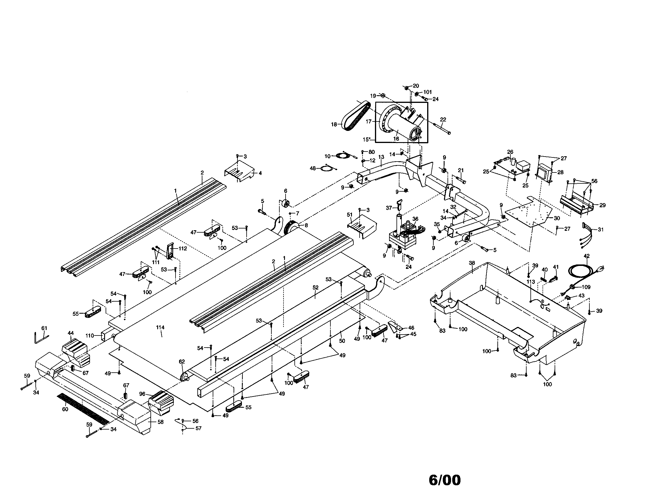 NordicTrack 831298832 foot rail/motor diagram