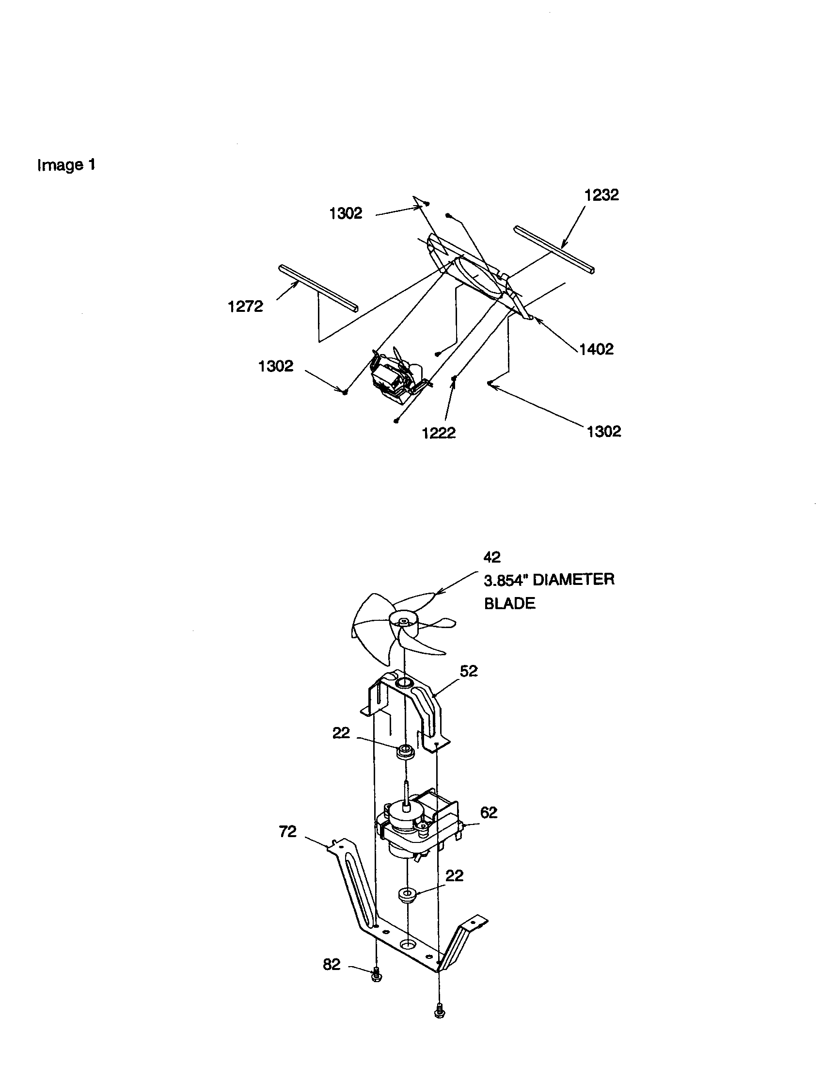 Kenmore 59658642891 evaporator fan shroud/motor assy. diagram