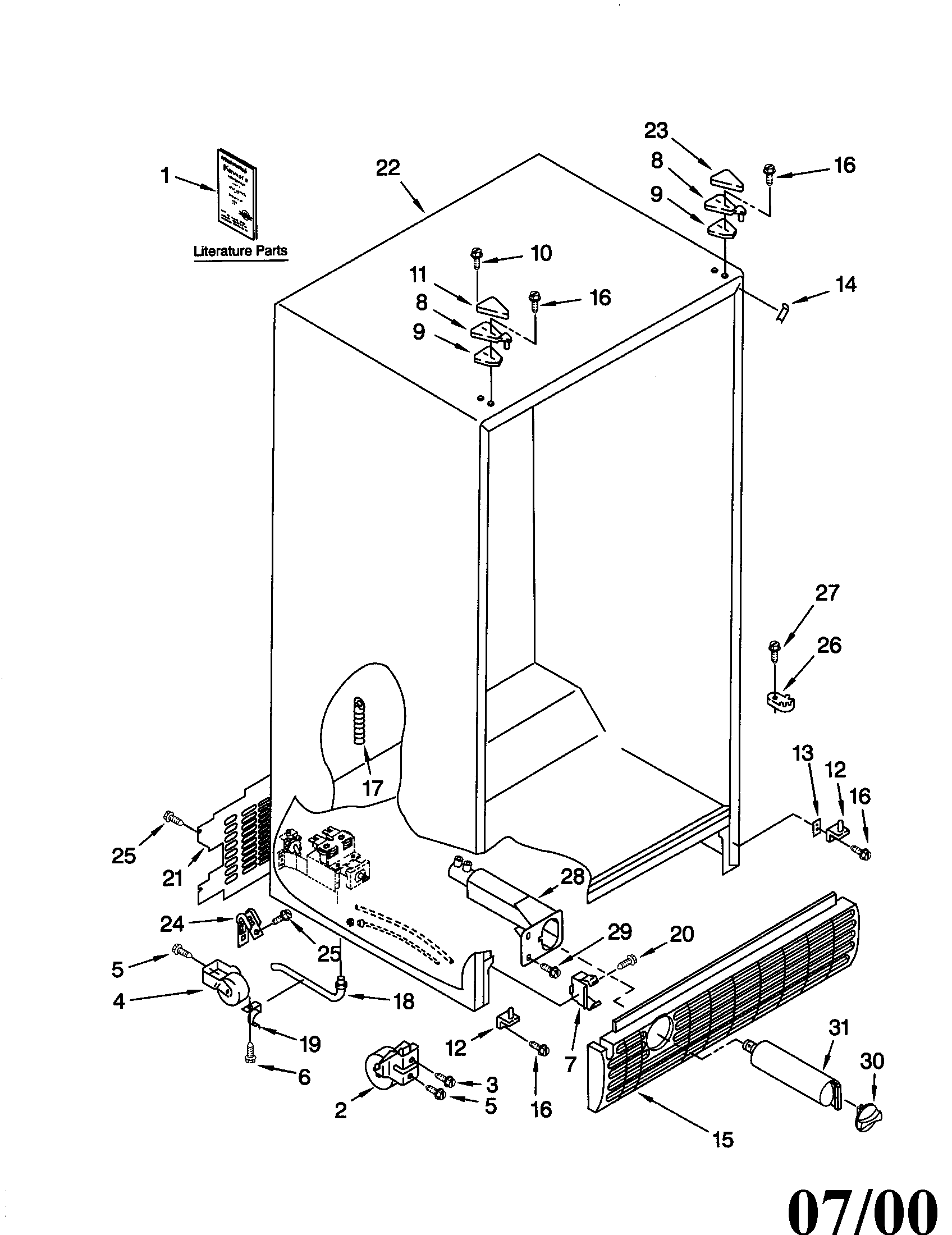 Kenmore 10650254000 cabinet diagram