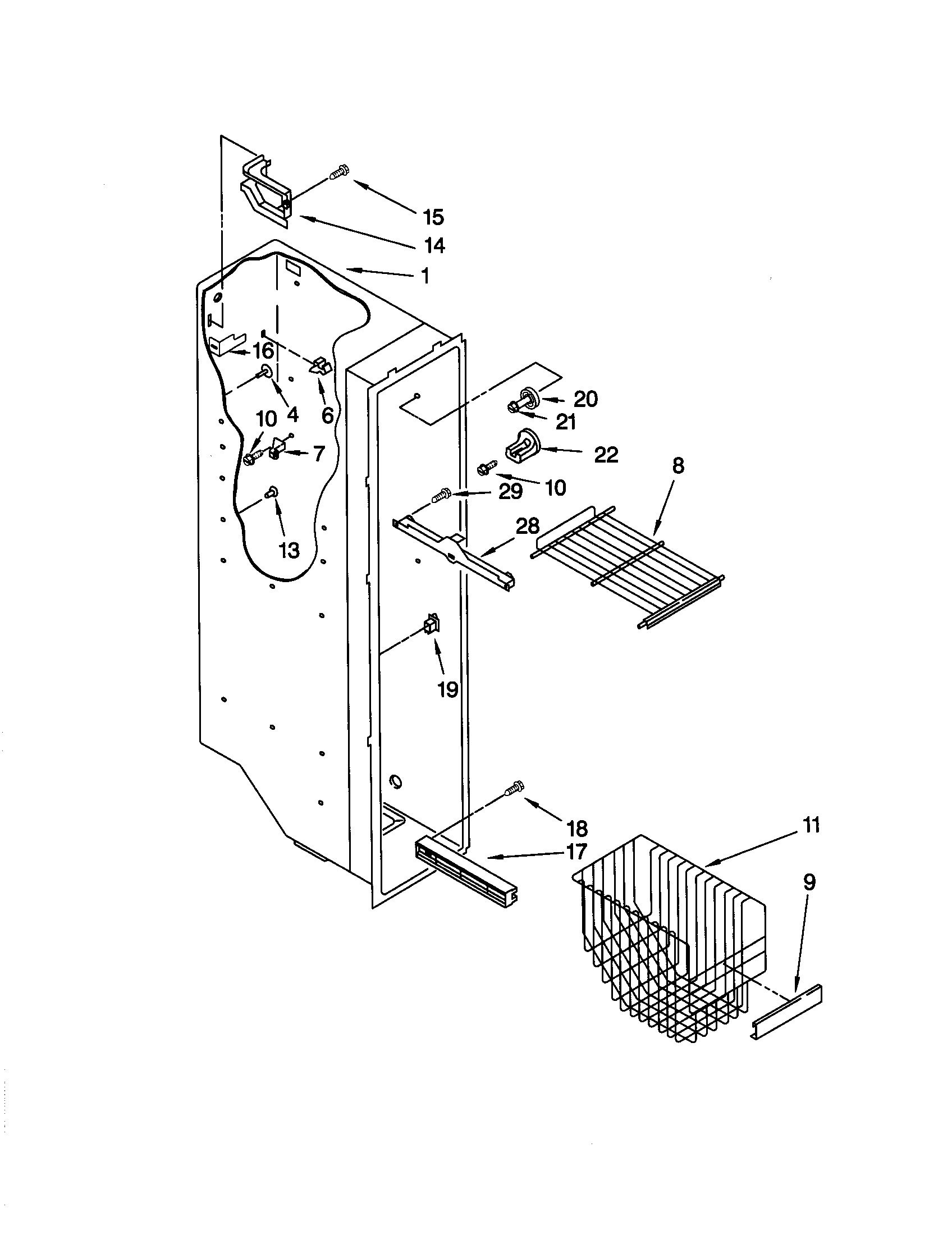 Kenmore 10650254000 freezer liner diagram