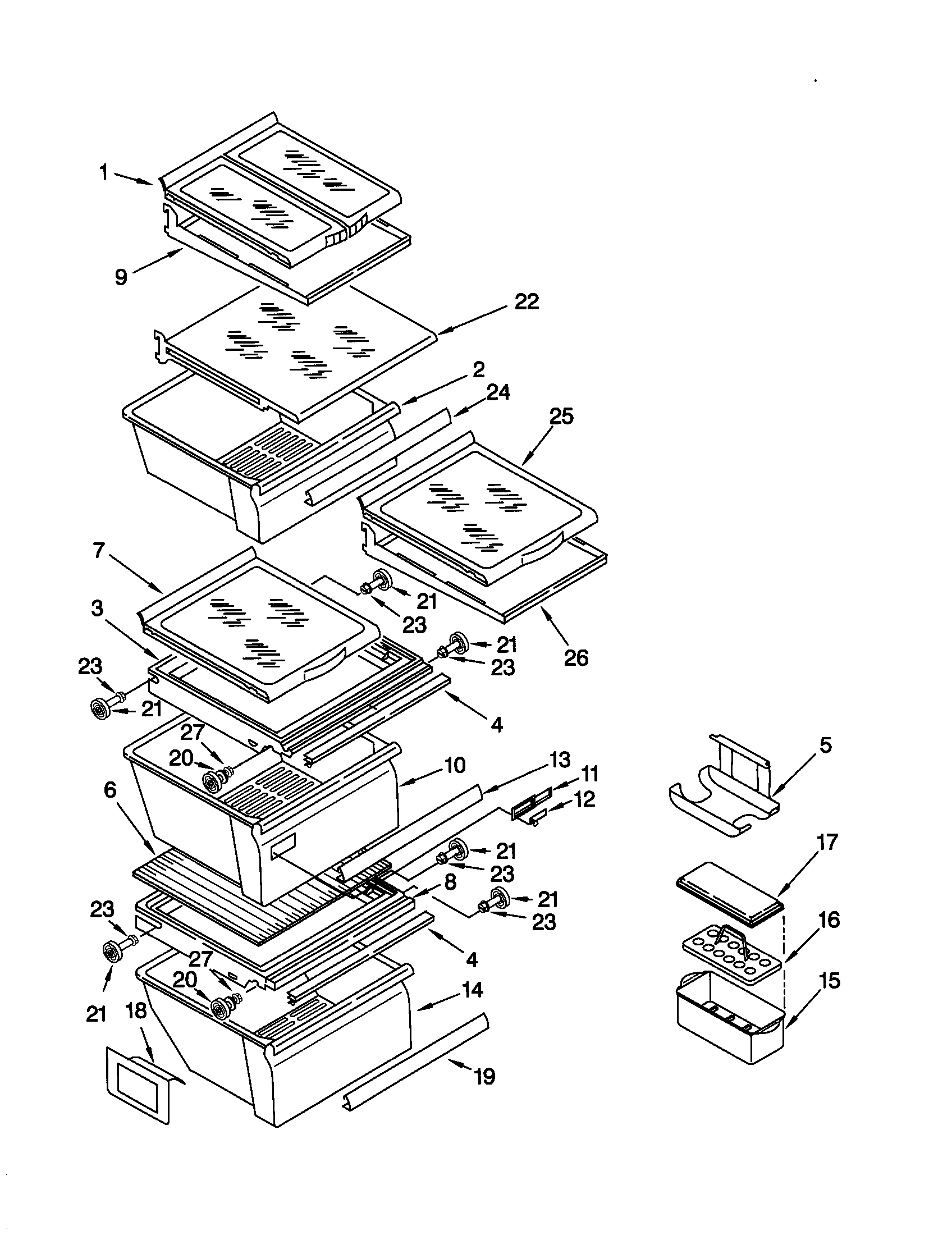 Kenmore Elite 10650202992 refrigerator shelf diagram