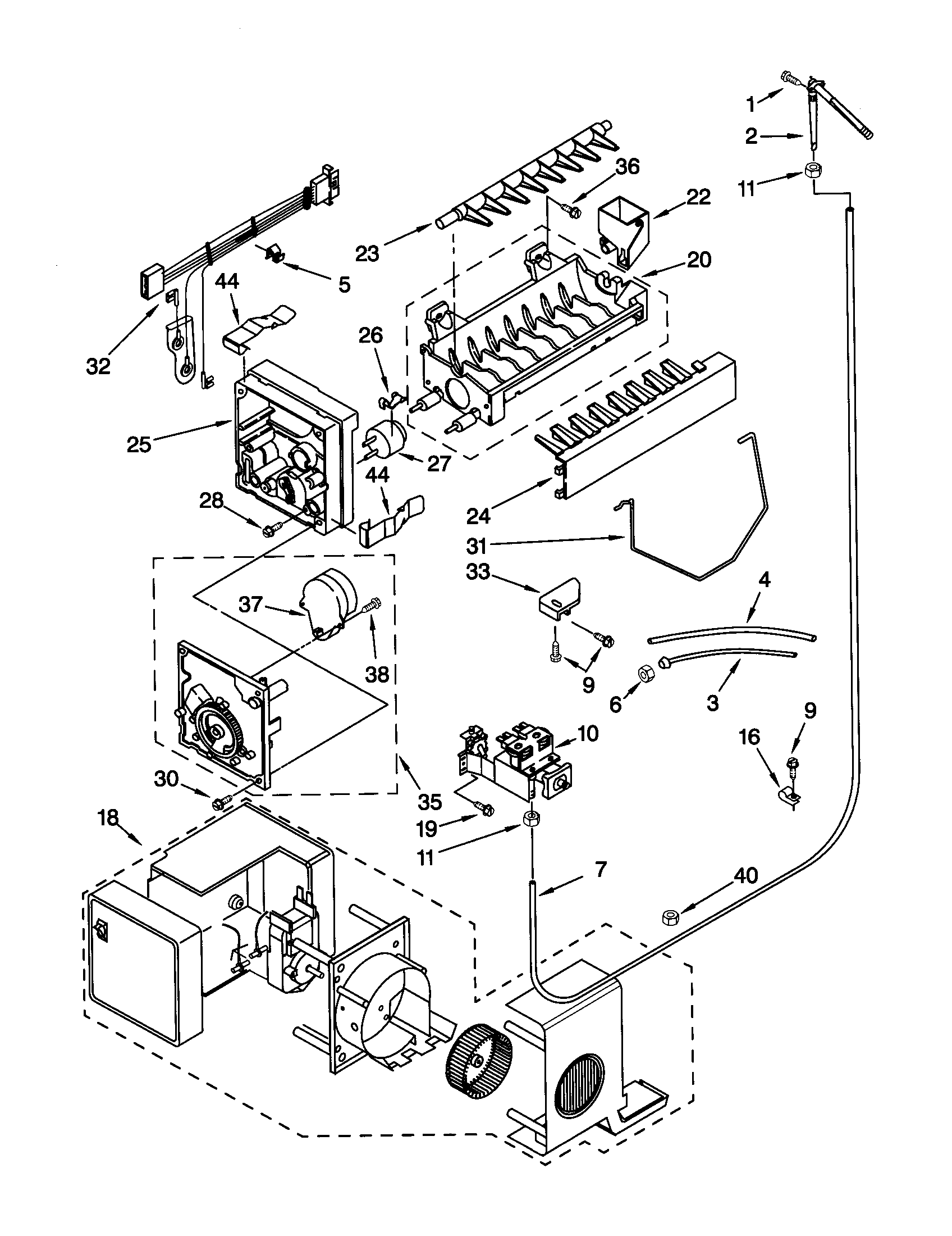 Kenmore Elite 10650202992 icemaker diagram
