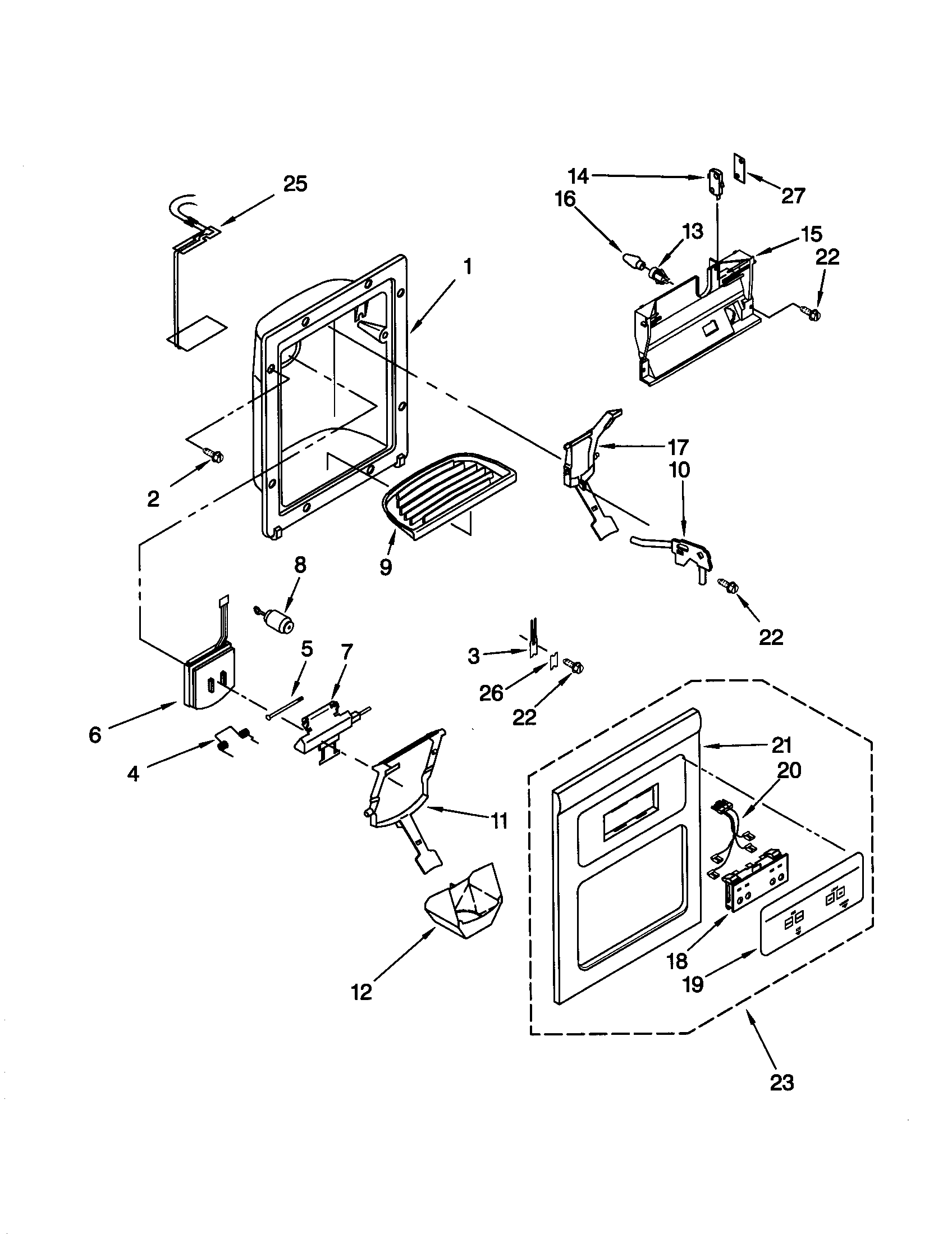 Kenmore 10650032002 dispenser front diagram