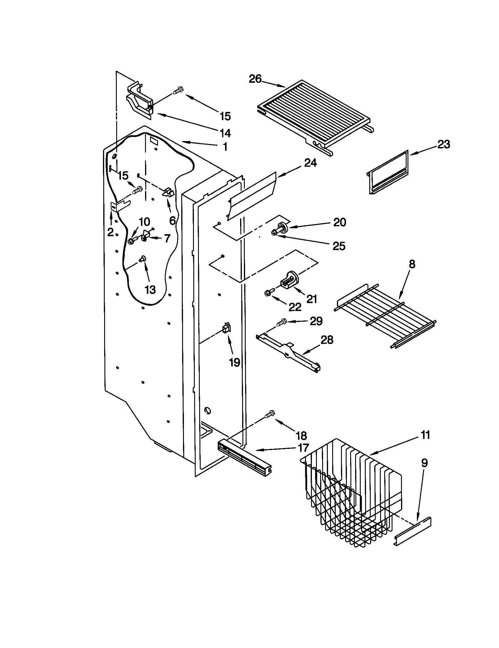 Kenmore 10650554000 freezer liner diagram