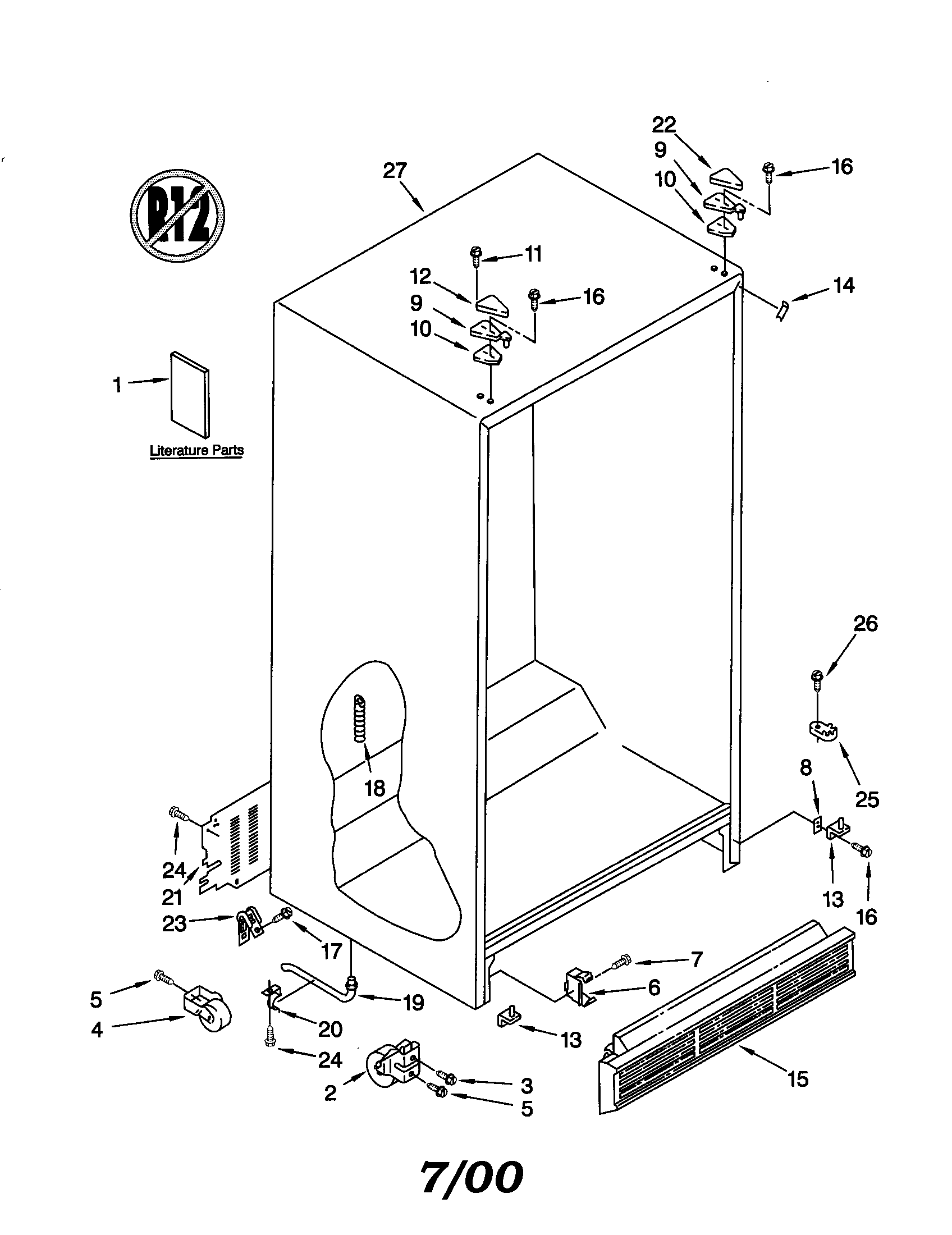 Whirlpool ED25GWXFW00 cabinet diagram
