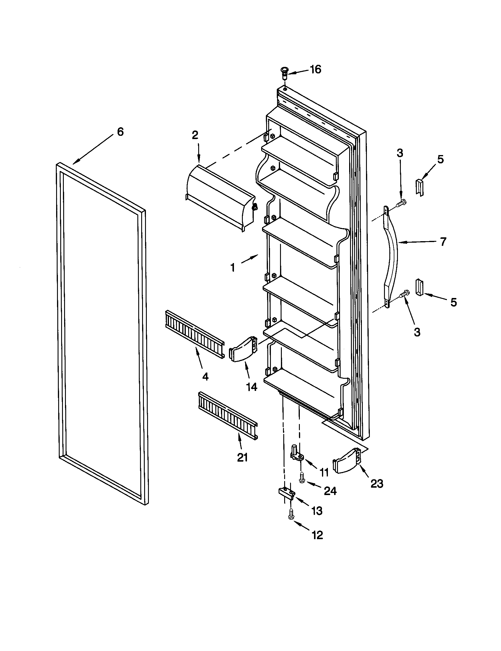 Whirlpool ED25GWXFW00 refrigerator door diagram