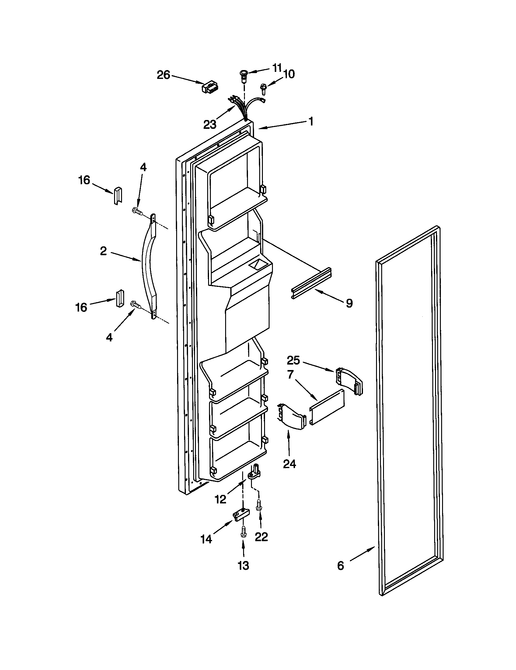 Whirlpool ED25GWXFW00 freezer door diagram