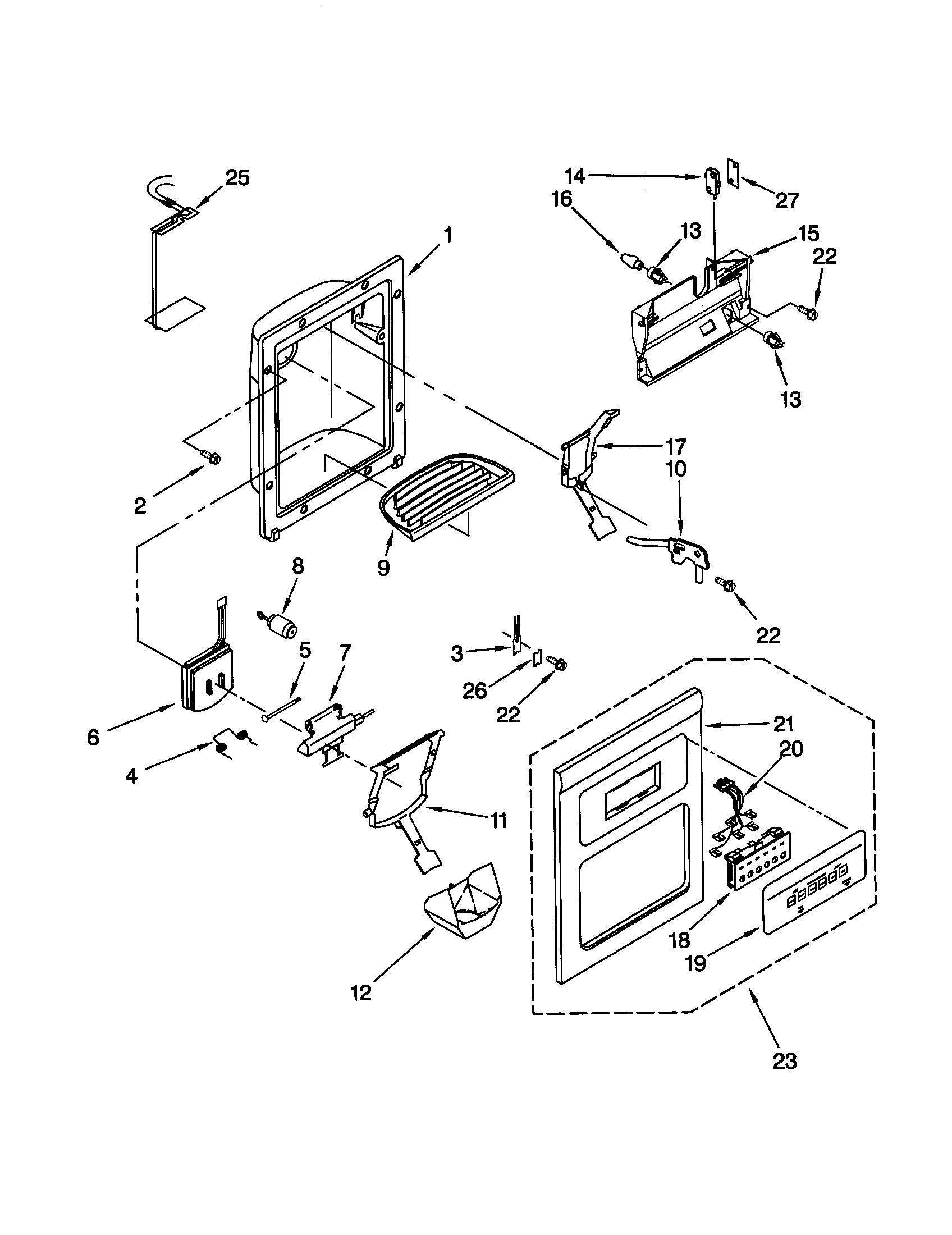 Kenmore 10659097992 dispenser front diagram