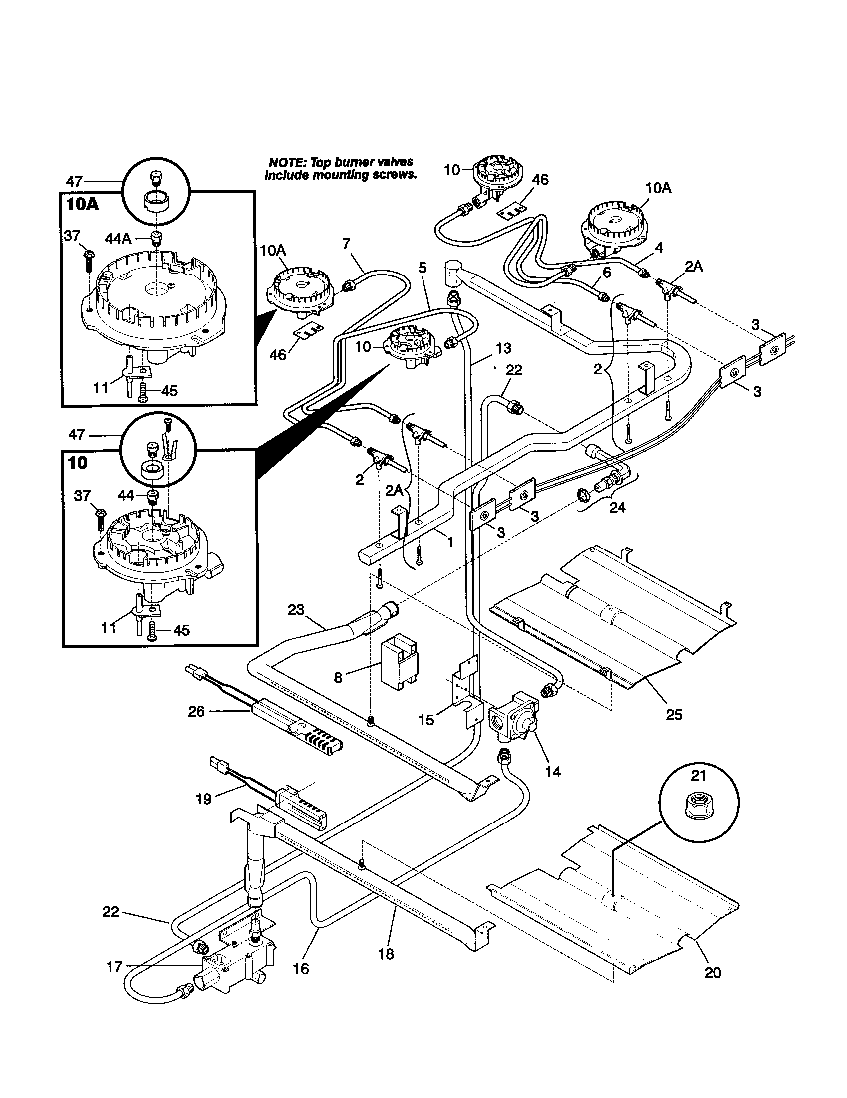 Tappan TGF375BHBC burner diagram