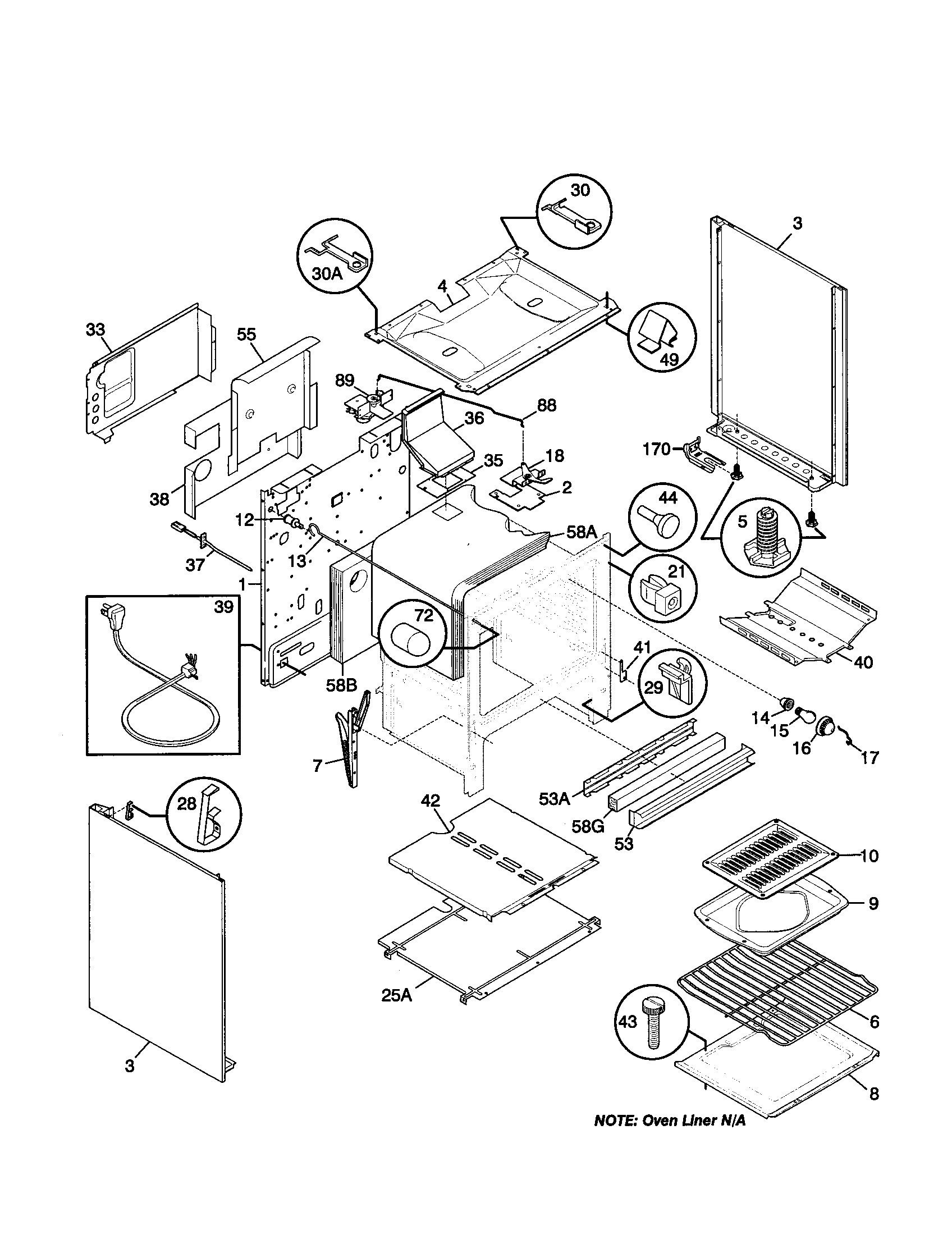 Tappan TGF375BHBC body diagram